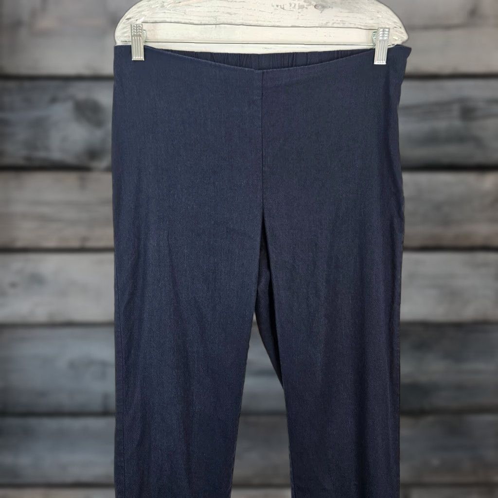 J. Jill VINTAGE J Jill Womens Linen Stretch Crop Pants Sz M Tall Blue Side Zip Mid Rise Size 32" / US 10 / IT 46 - 1 Thumbnail