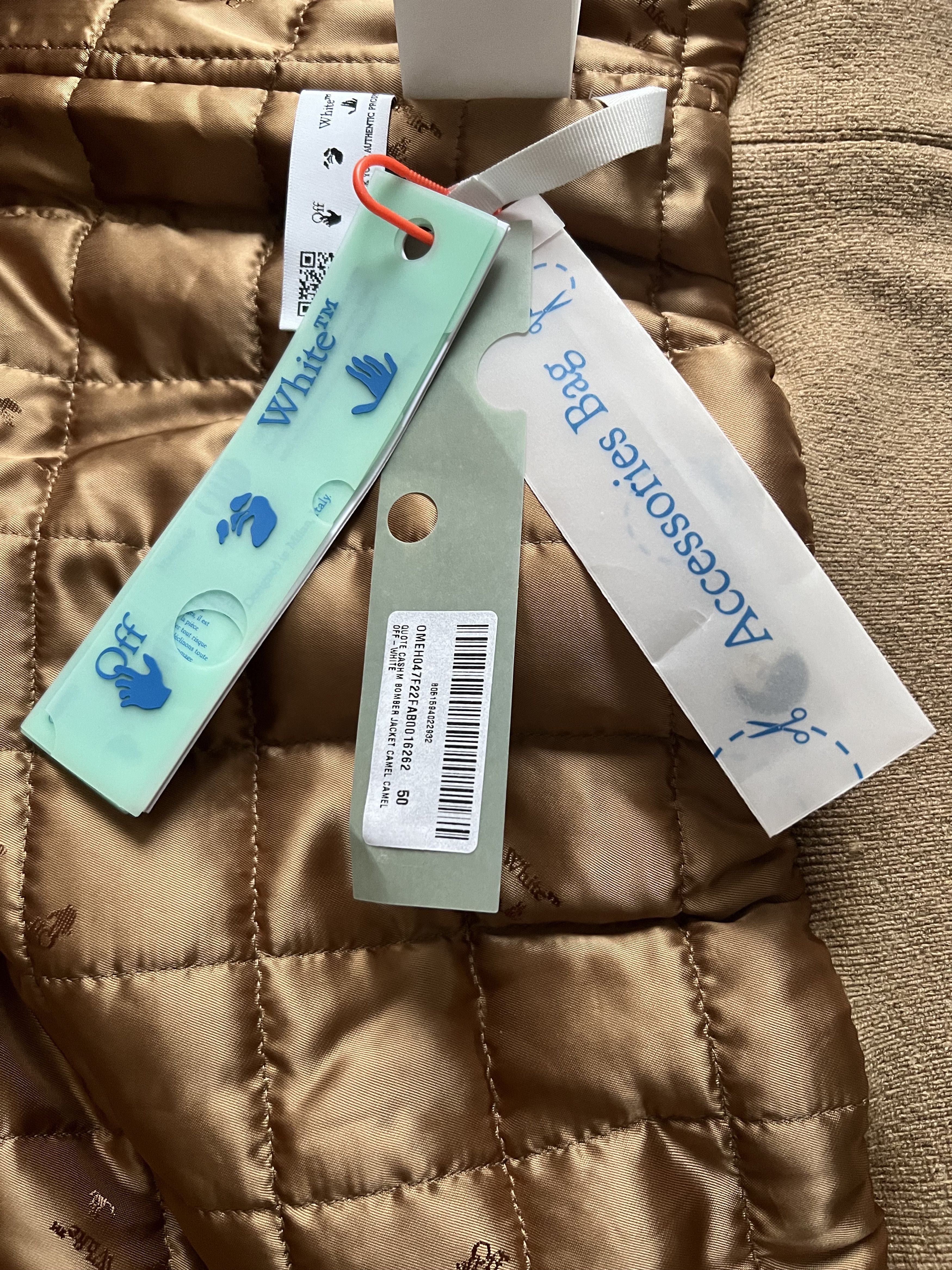 Off-White Retail $4000 Cashmere Bomber Sz. 50 EU. Camel Size US M / EU 48-50 / 2 - 18 Thumbnail