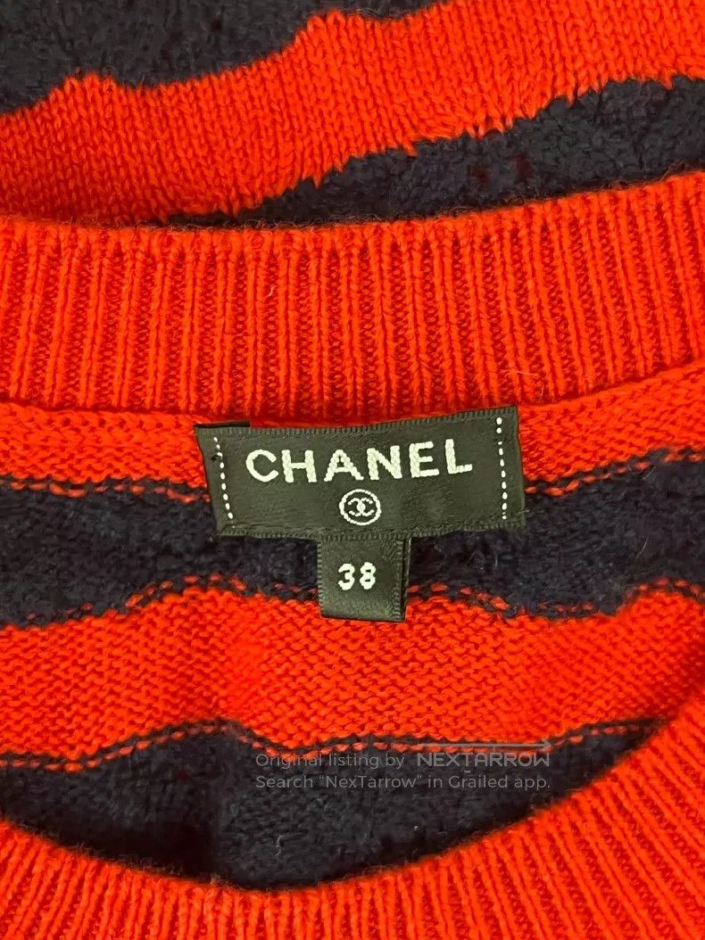 Chanel Chanel Red striped knitted short sleeves Size XS / US 0-2 / IT 36-38 - 4 Thumbnail