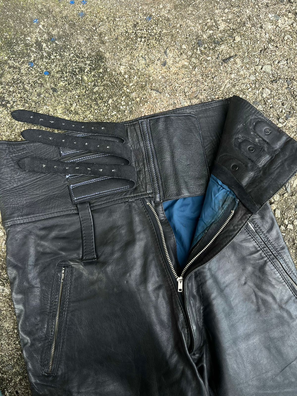 Genuine Leather × Japanese Brand × Vintage genuine leather high waist buckle pants rick owens style Size 30" / US 8 / IT 44 - 4 Thumbnail