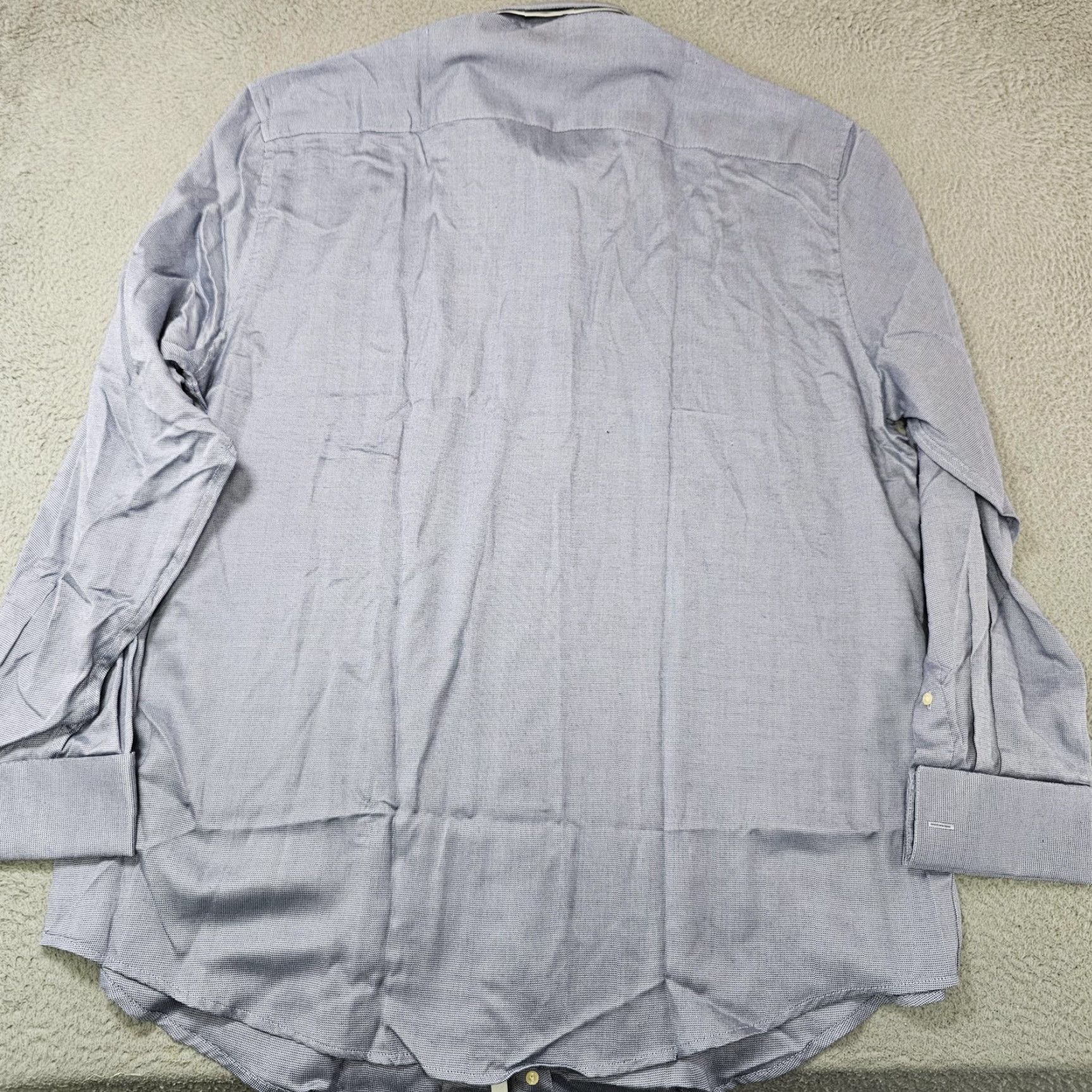 Alfani Alfani Dress Shirt Mens L 17 34/35 Blue Check Silk Cotton Long Sleeve Barrel Cuff Neck 17-34/35 Shirt Mens Regular Size 42R - 7 Thumbnail