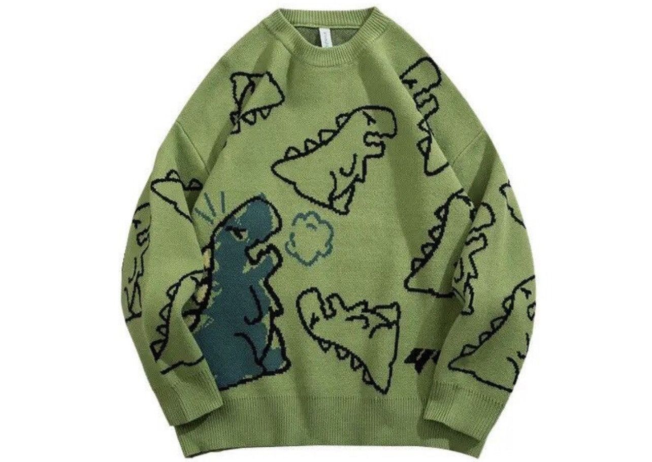 Japanese Brand × Vintage Sweater Men Harajuku Knitted Hip Hop Dinosaur Cartoon Size US M / EU 48-50 / 2 - 1 Thumbnail