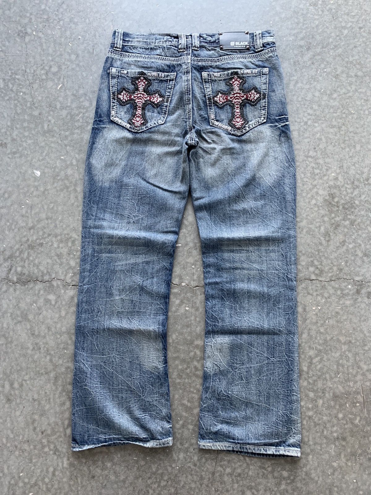 Pre-owned Affliction X Glo Gang Crazy Vintage Y2k Affliction Style Bootcut Jeans Grunge In Denim