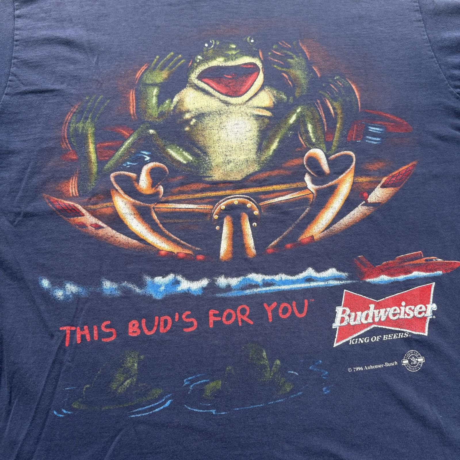 Budweiser Vintage Budweiser Beer Frogs Speedboat Double Sided Shirt Size US XL / EU 56 / 4 - 6 Thumbnail