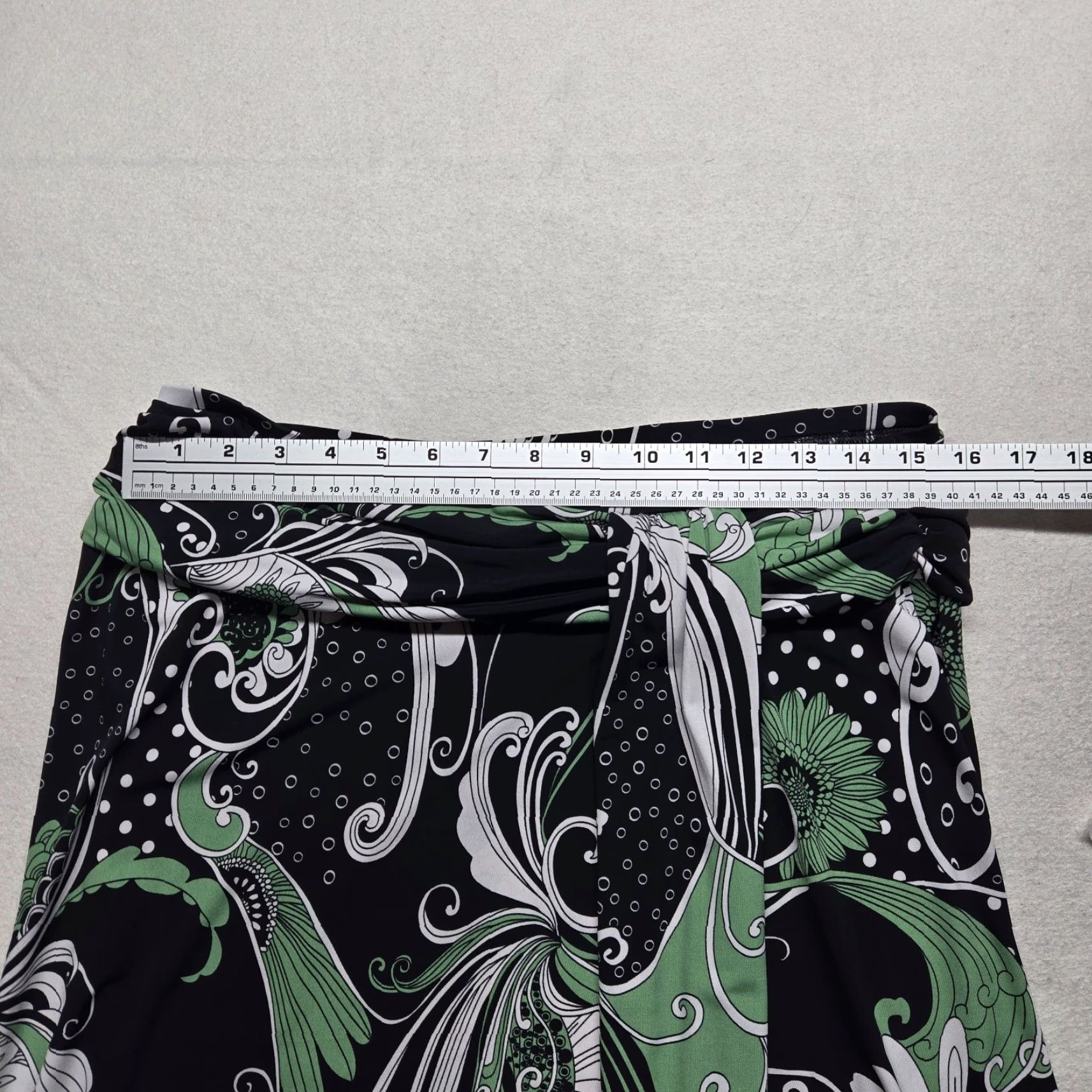 Vintage Susan Lawrence Skirt Knee Length A-Line Black Green Floral Adult Women's L Large Size 36" / US 14 / IT 50 - 4 Thumbnail