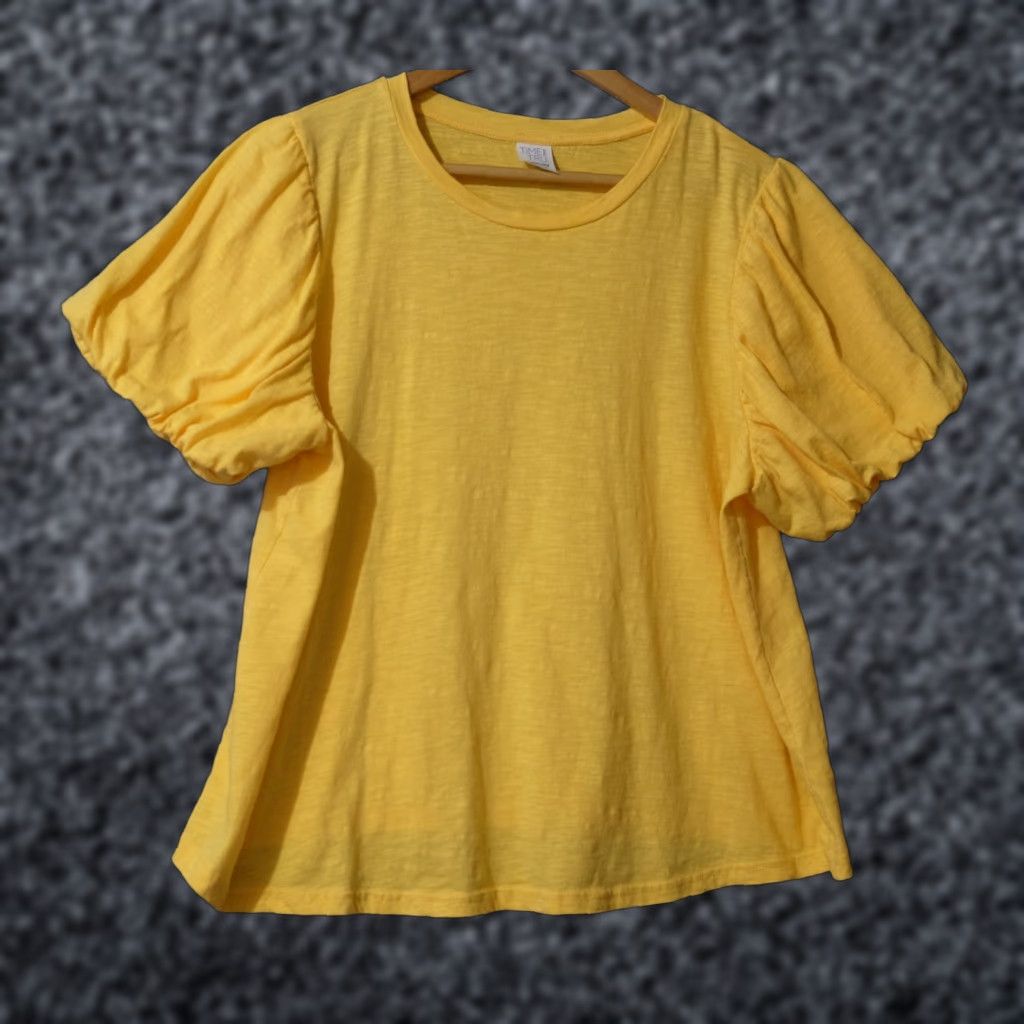 Vintage EUC Time And Tru Maternity Puff Short Sleeve Tee Marigold Womens L Time And Tru Shirt Maternity Puff Sleeve Marigold Womens L Size 36" / US 14 / IT 50 - 1 Thumbnail