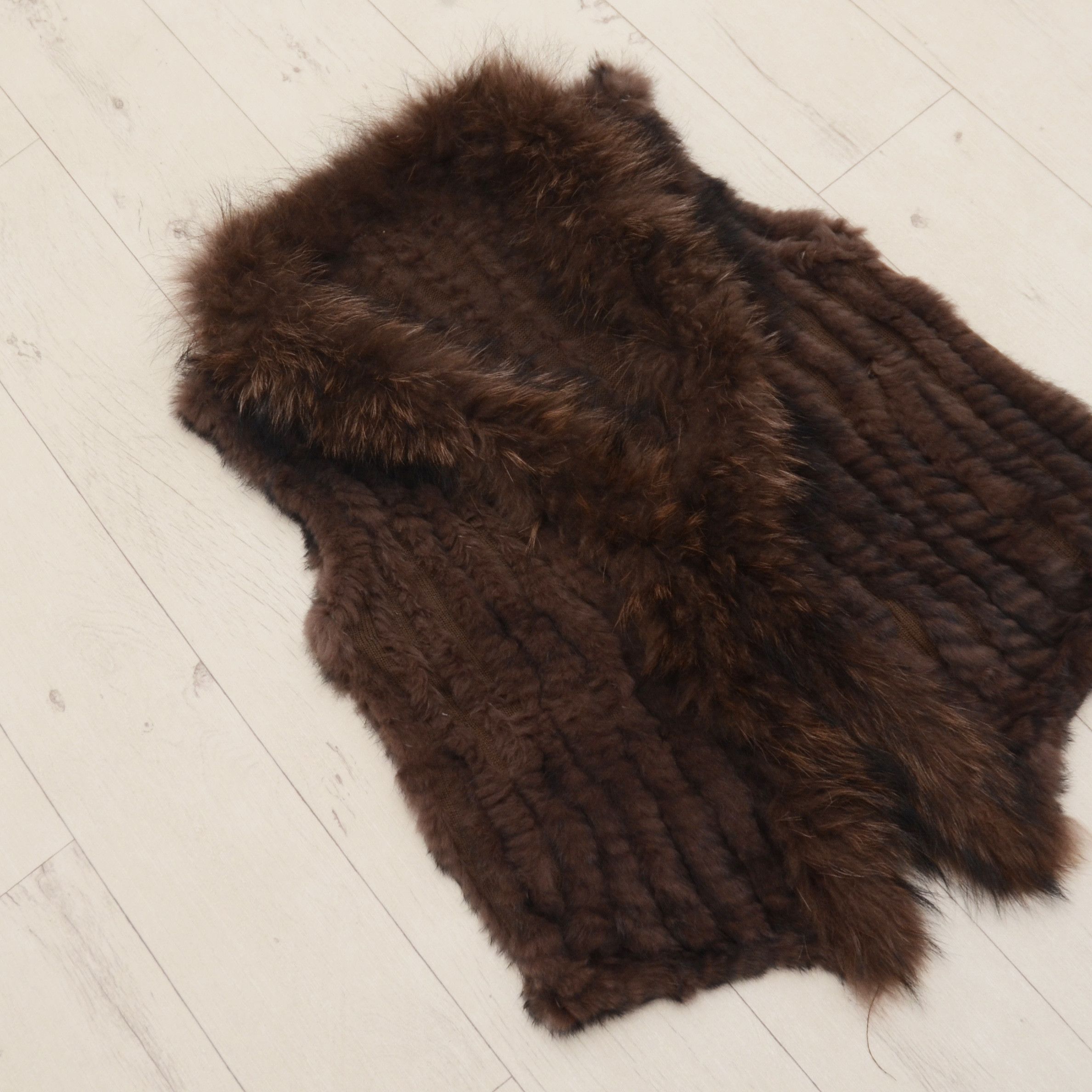 Vintage Oakwood Sleeveless Hooded Rabbit Fur Vest Y2K Avant-Garde Size L / US 10 / IT 46 - 2 Thumbnail