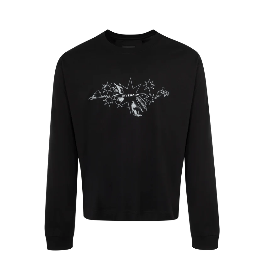 Givenchy o1h1sh11224 Boxy Fit Long Sleeve T-Shirt in Black Size US XXL / EU 58 / 5 - 1 Thumbnail