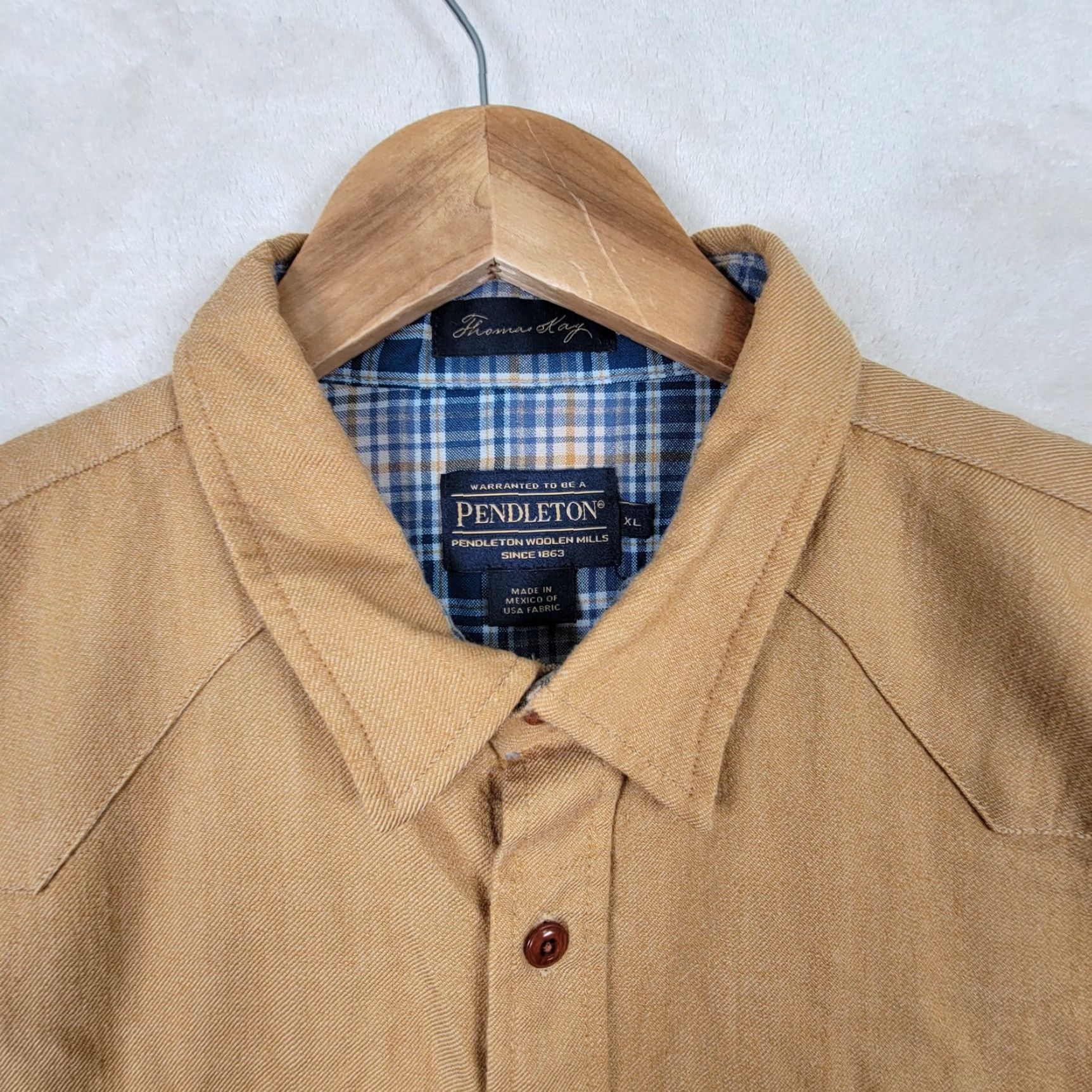 Pendleton Pendleton Thomas Kay Mens XL Tan Flannel Lined Button-Up Shirt Workwear Casual Travel Size US XL / EU 56 / 4 - 3 Thumbnail