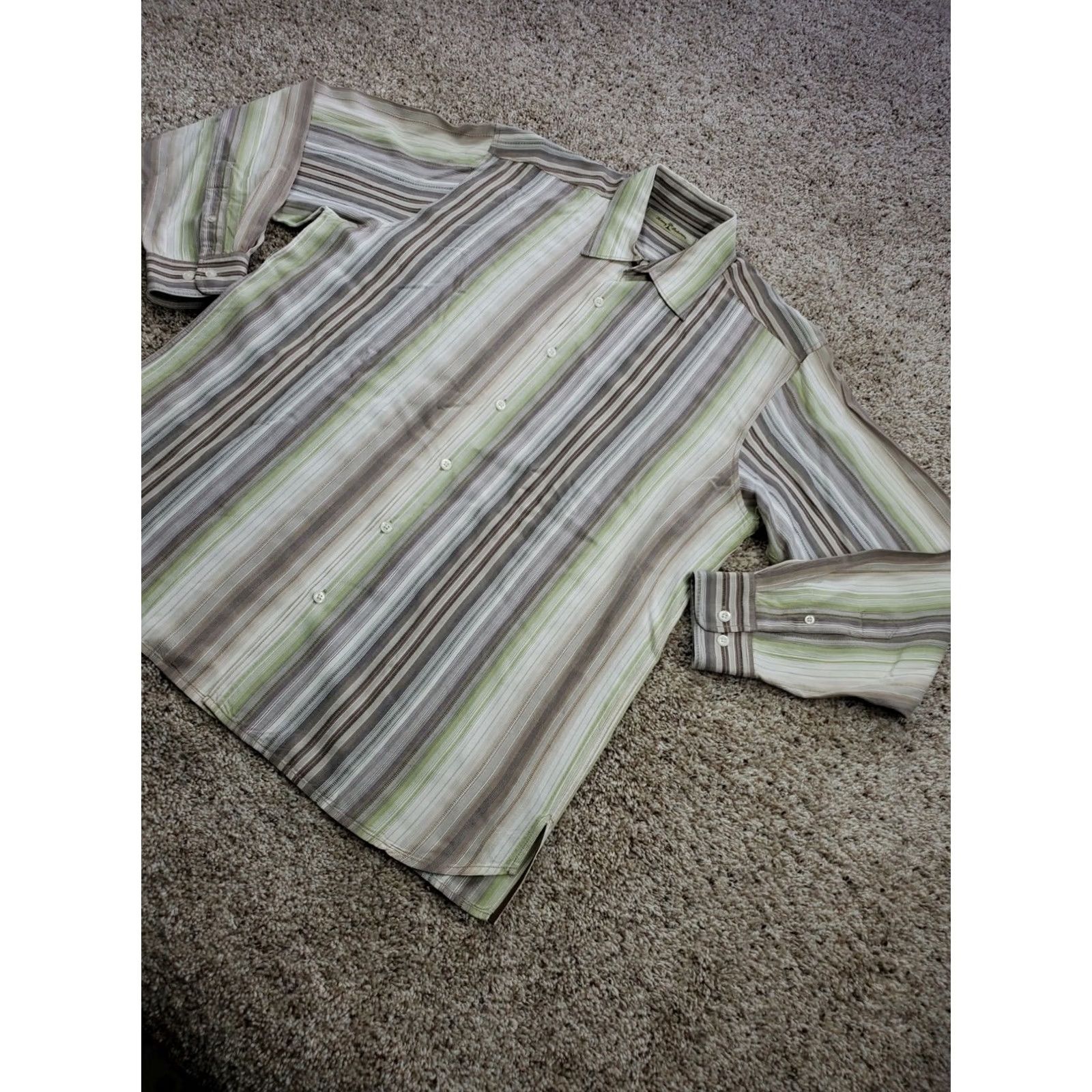 Tommy Bahama Tommy Bahama Shirt Multicolor Striped Lyocell Button Up Long Sleeve Men M Size US M / EU 48-50 / 2 - 2 Thumbnail