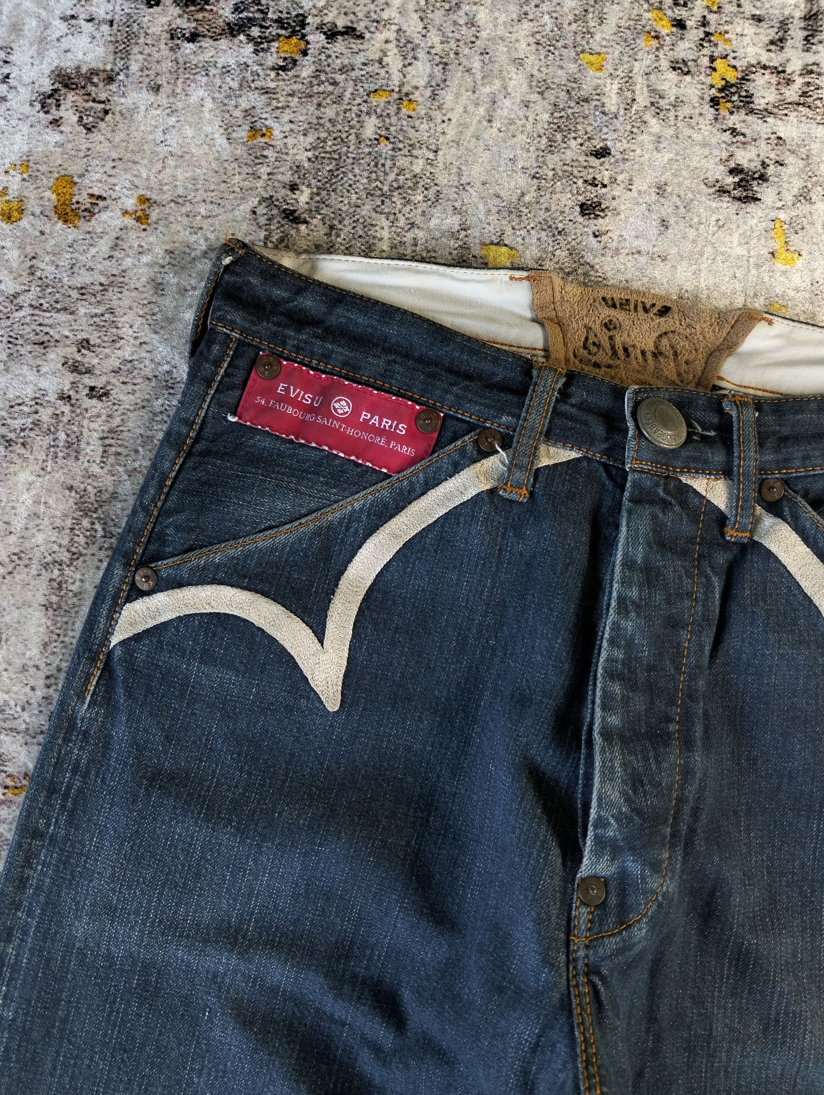 Evisu Evisu Paris Button Fly Red Line Selvedge Buckle Back Denim Size US 31 - 10 Thumbnail