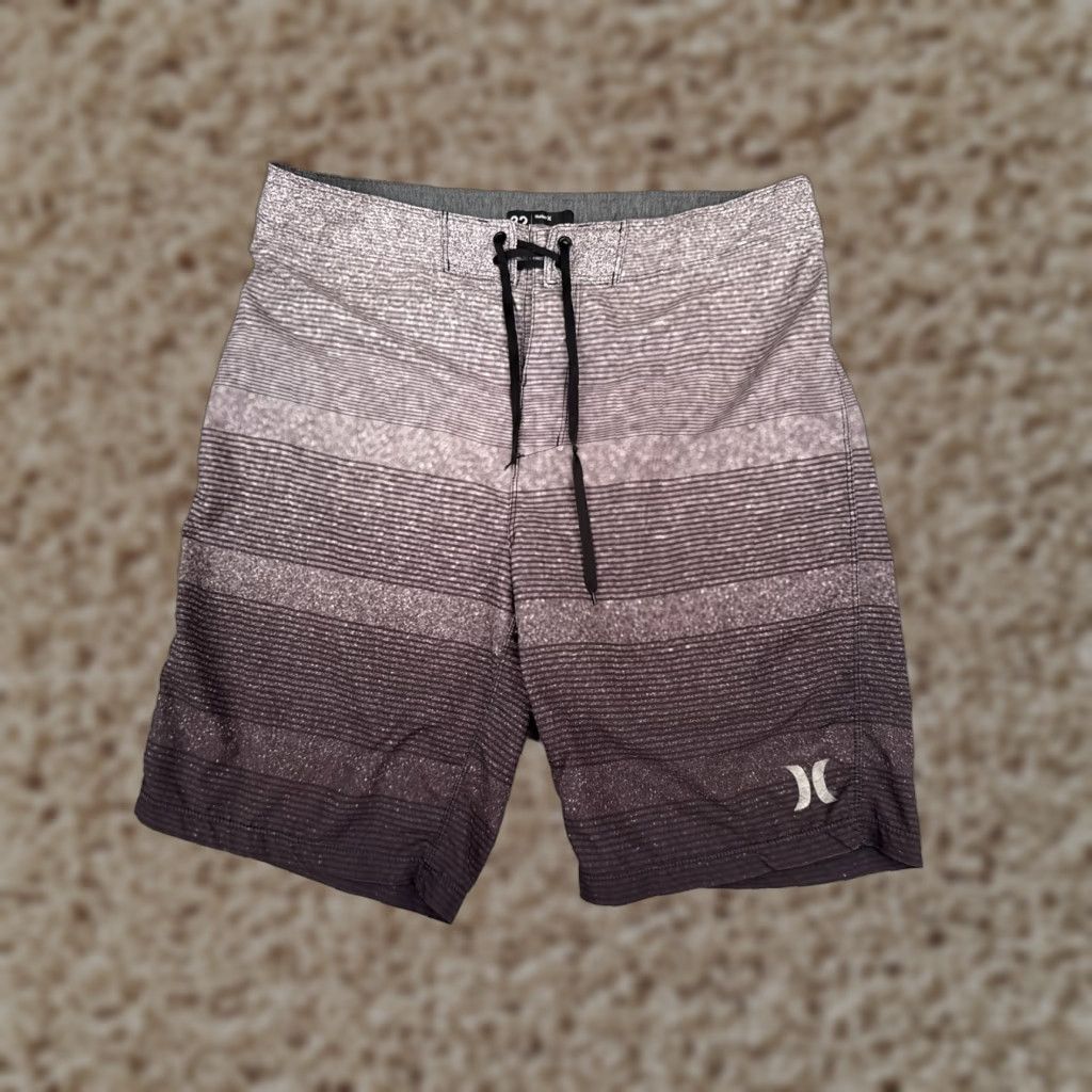 Hurley Hurley Swim Trunks Mens 32 Gray Stripe Board Shorts Beach Surf Skate 32x9 Size US 32 / EU 48 - 1 Thumbnail