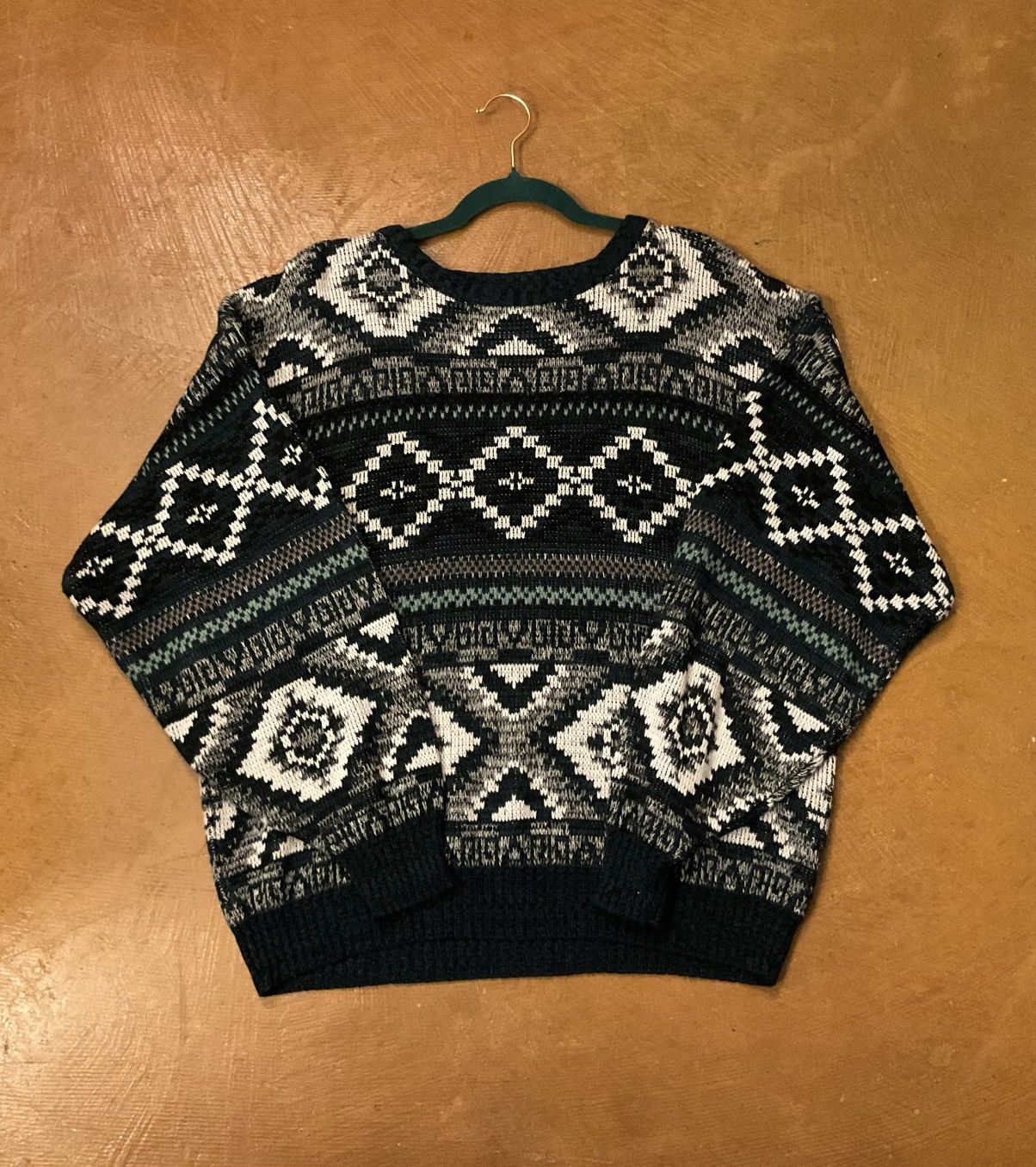 Other Men's Nordic Patterned Sweater - Black and White Size US L / EU 52-54 / 3 - 1 Thumbnail