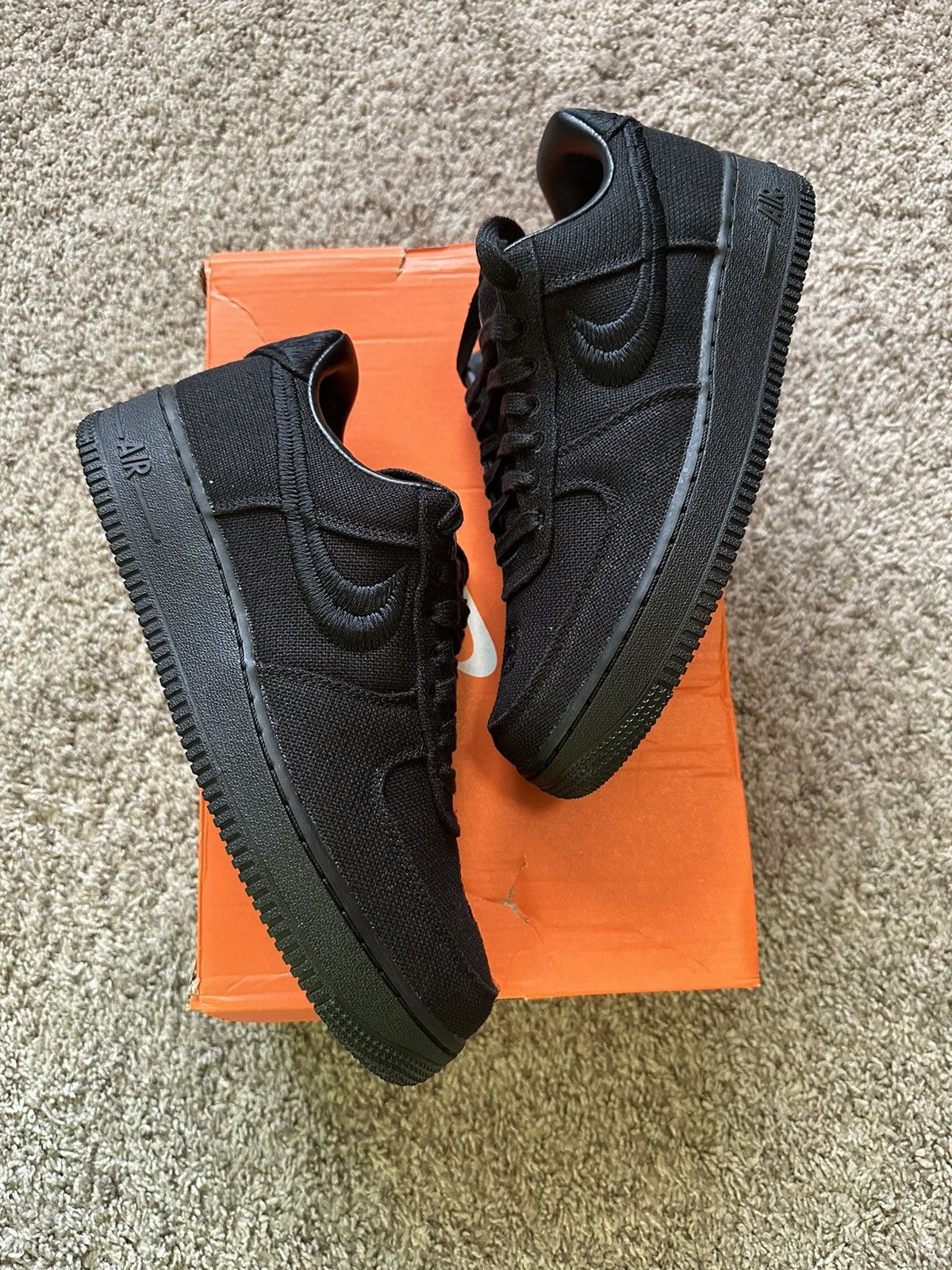 image of Black Stussy X Nike Air Force 1 Low Ds Shoes, Men's (Size 8.5)