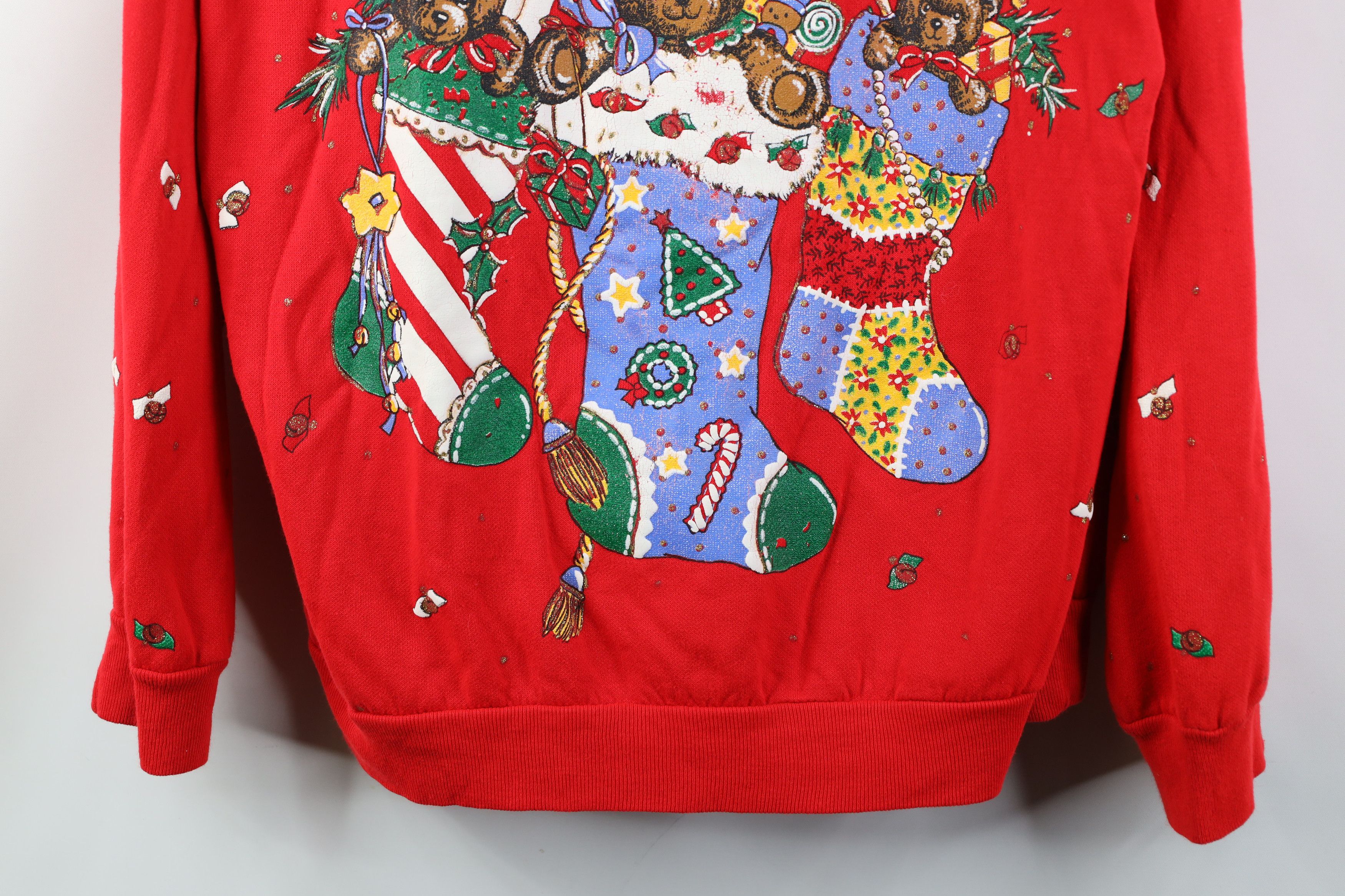 Vintage Vintage 90s Streetwear Christmas Bear Stockings Sweatshirt Size XL / US 12-14 / IT 48-50 - 3 Thumbnail