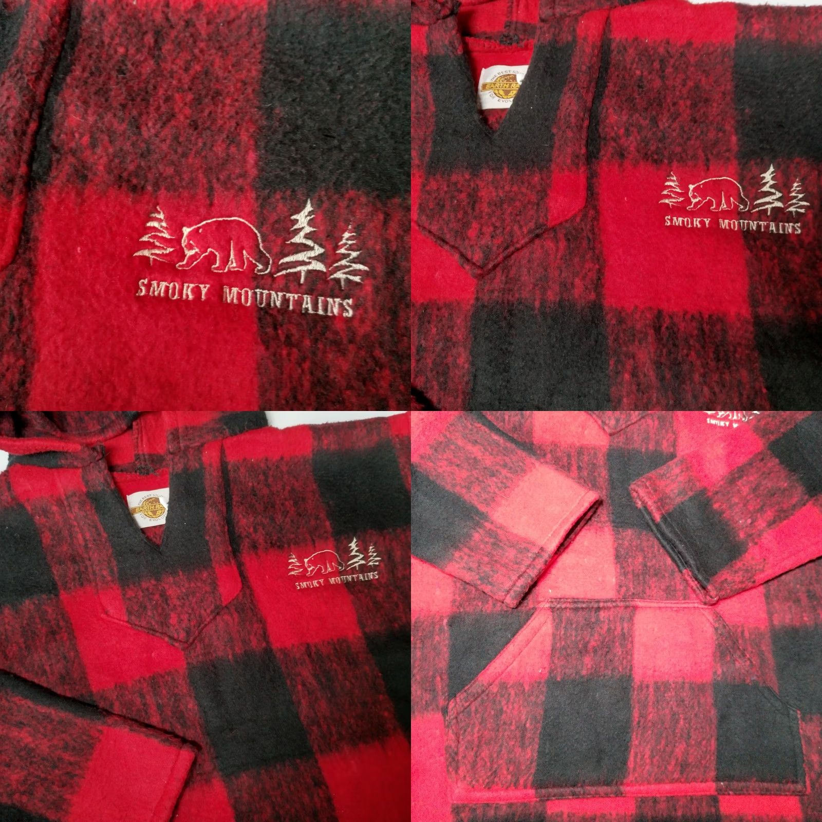 Vintage Earth Ragz Smoky Mountains Jacket M Buffalo Plaid Red Black Fleece Hoodie Womens Size M / US 6-8 / IT 42-44 - 11 Thumbnail