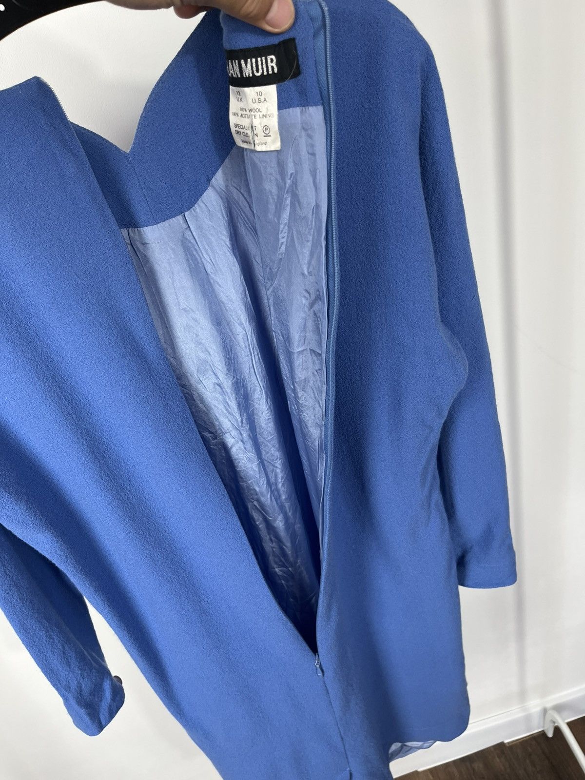 Other Vintage Jean Muir Blue Wool Long Sleeve Dress UK 12 US 10 Size M / US 6-8 / IT 42-44 - 15 Thumbnail