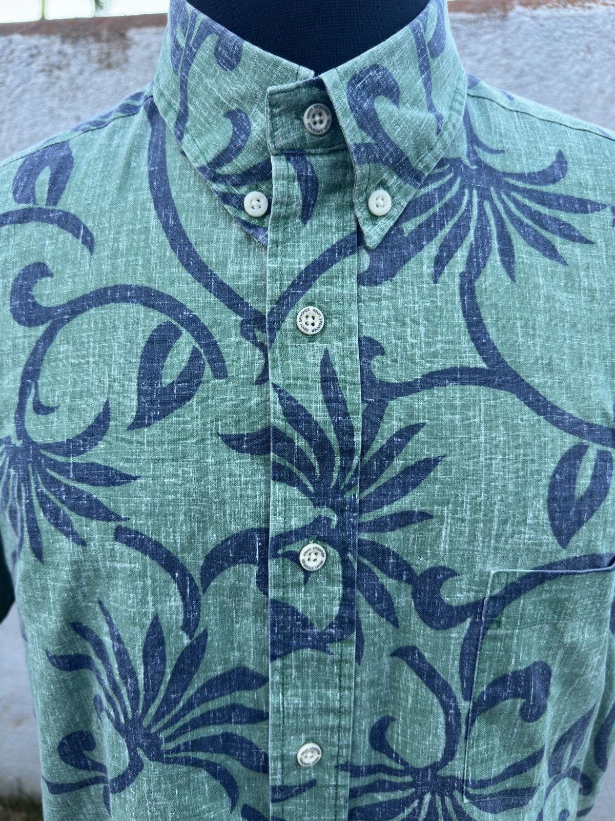 Reyn Spooner Classic Green/Blue Hawaiian Print Men's L