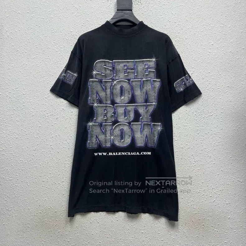 Balenciaga Balenciaga See Now Buy Now Black Washed Short Sleeve Size US S / EU 44-46 / 1 - 1 Thumbnail