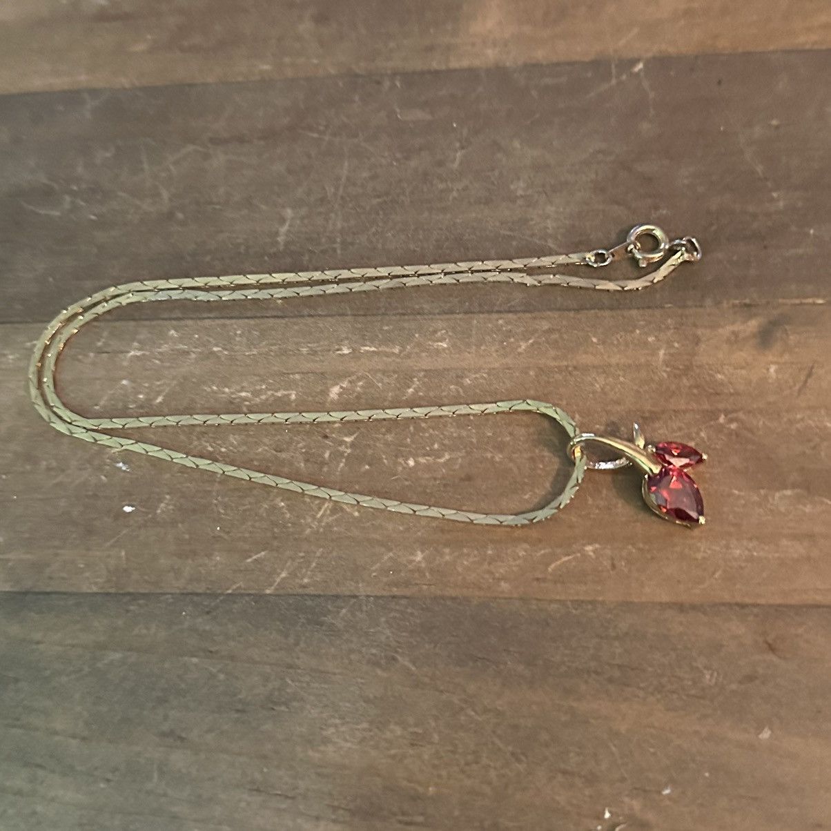 Vintage Vintage red gemstone pendant necklace Size ONE SIZE - 2 Thumbnail