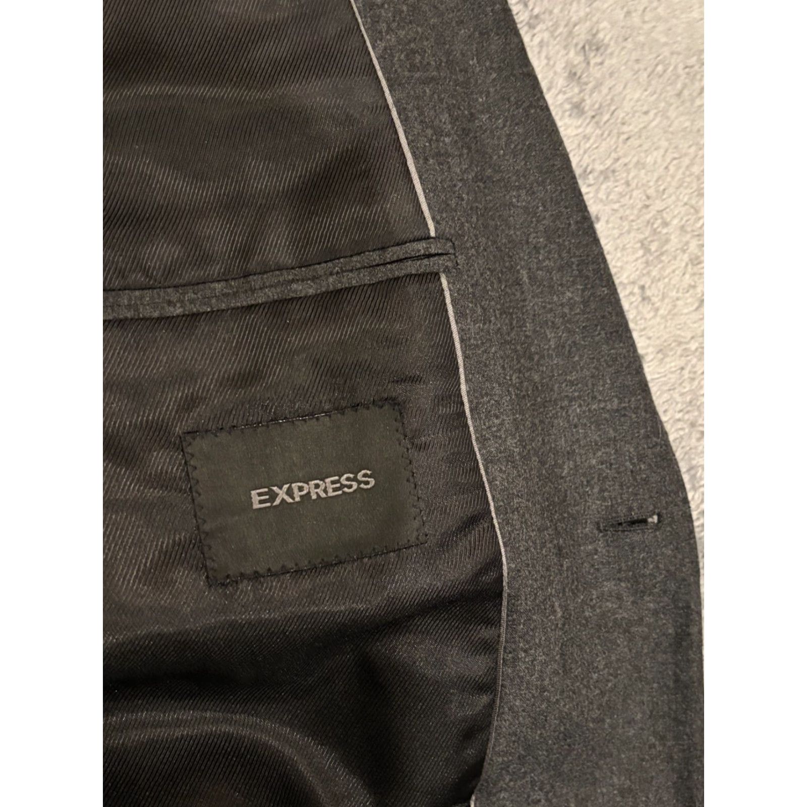 Express Express Mens Two Button Blazer Gray Wool Blend Sport Coat Jacket 46R Regular Modern Mens Blazer Size 46R - 3 Thumbnail