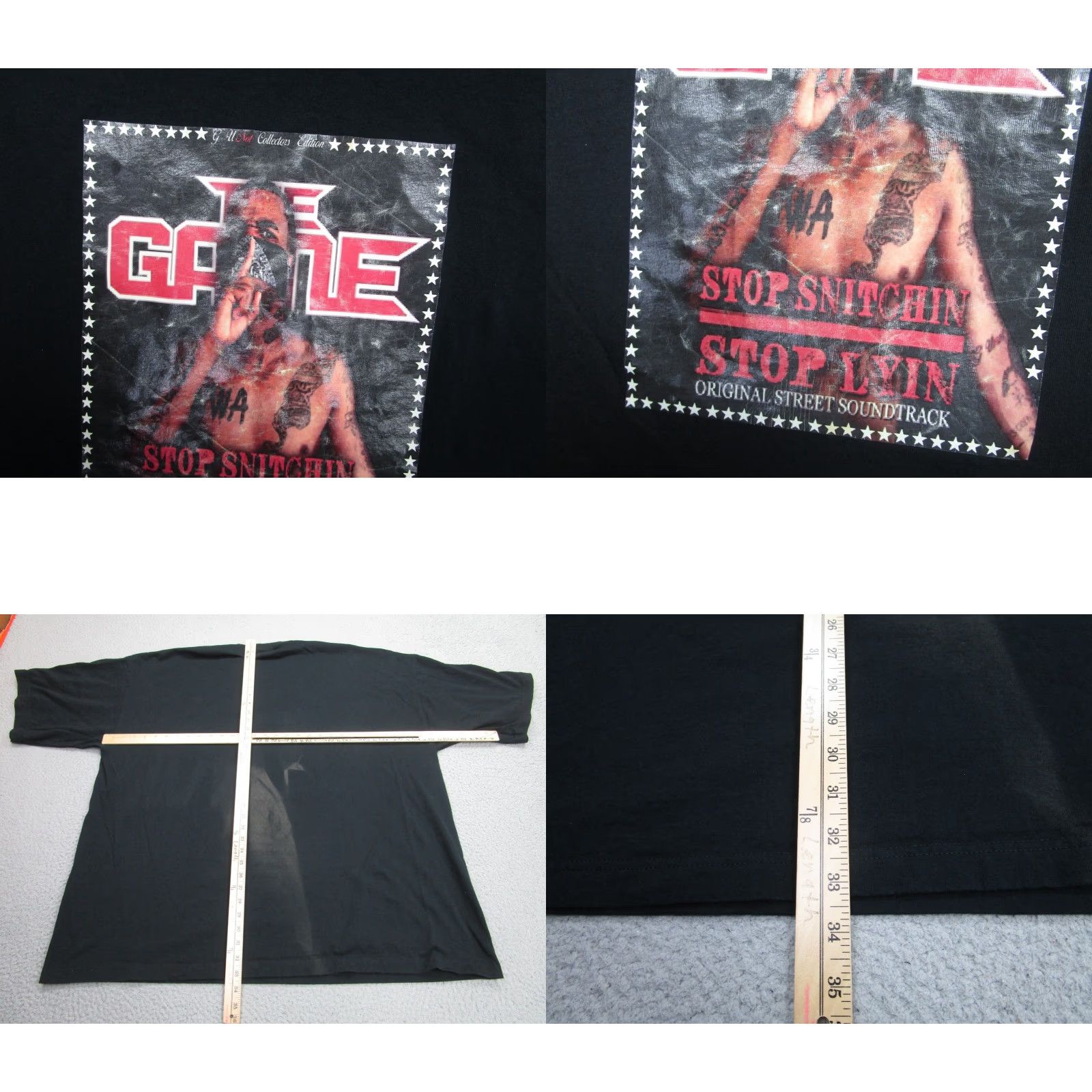 Vintage VINTAGE The Game Stop Snitchin Stop Lyin Rap Tee G UNOT Shirt 5XL Black Cotton Mens Short Sleeve Crew Neck Baggy 00s Y2K BNK Platinum Size US XXL / EU 58 / 5 - 8 Thumbnail