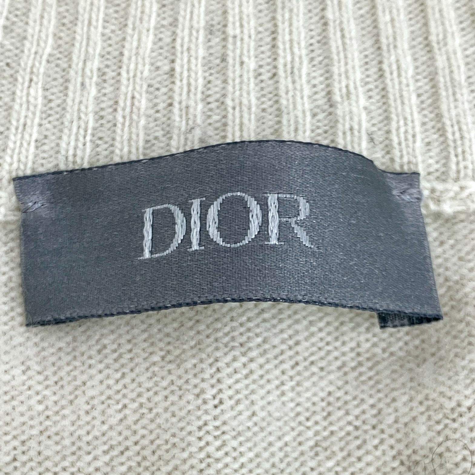 Dior CHRISTIAN DIOR Logo Label Print Beige Wool Crewneck Sweater Size US L / EU 52-54 / 3 - 2 Thumbnail