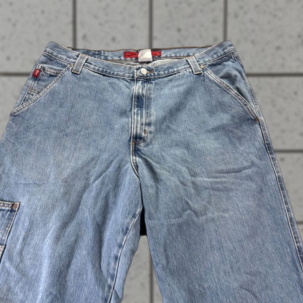 VINTAGE GUESS Jeans Mens 38x32 Blue Light Wash Carpenter Relaxed Baggy Denim