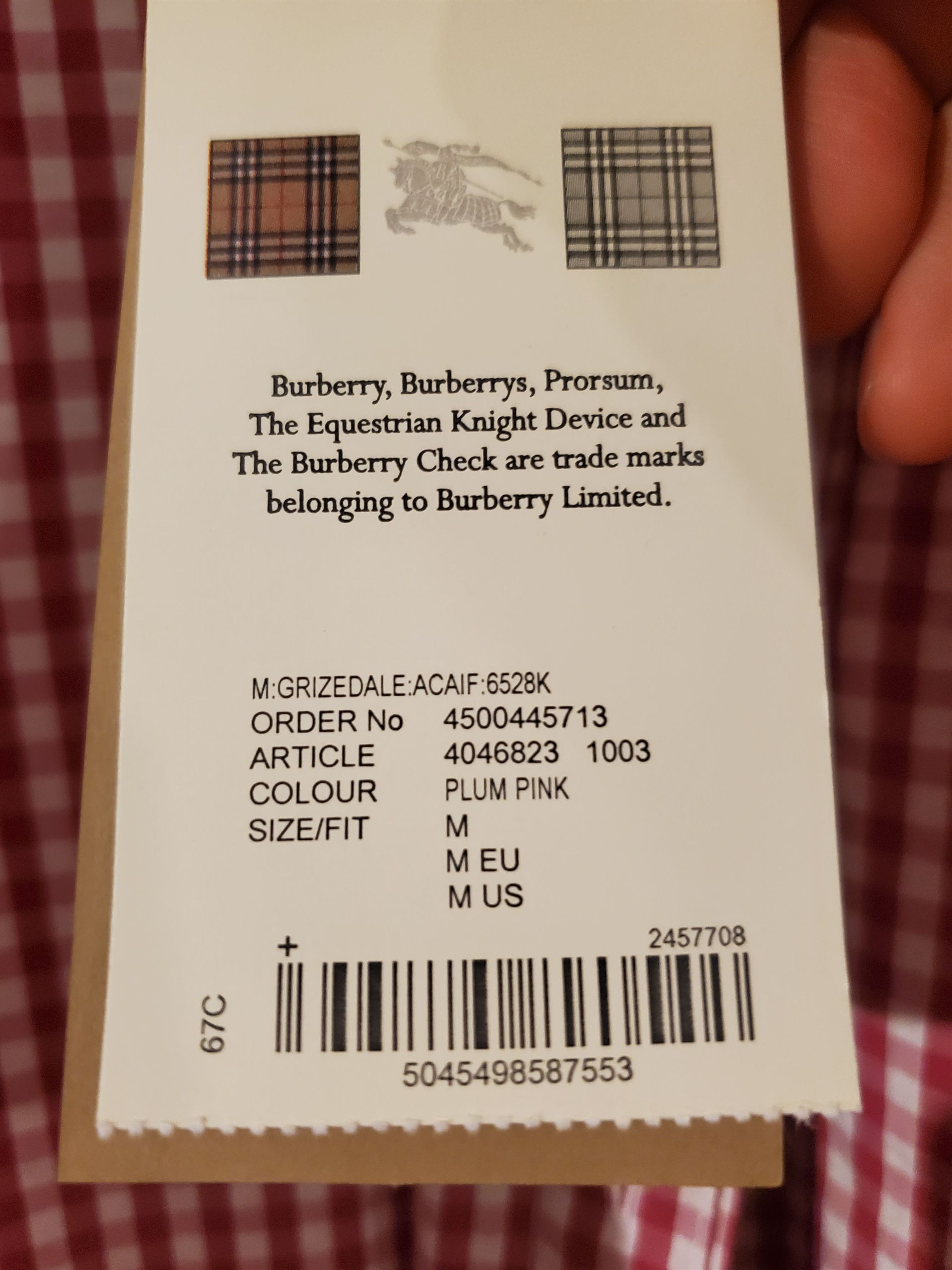 Burberry Burberry Red White Gingham Button Down Shirt Sz. M Size US M / EU 48-50 / 2 - 2 Thumbnail