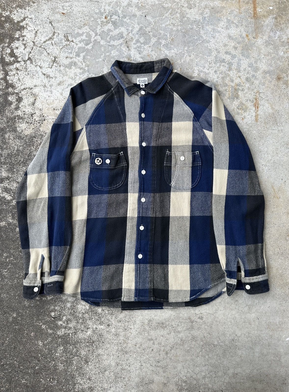 Japanese Brand Aozora Baseball Plaid Flannel button up shirt Size US L / EU 52-54 / 3 - 1 Thumbnail