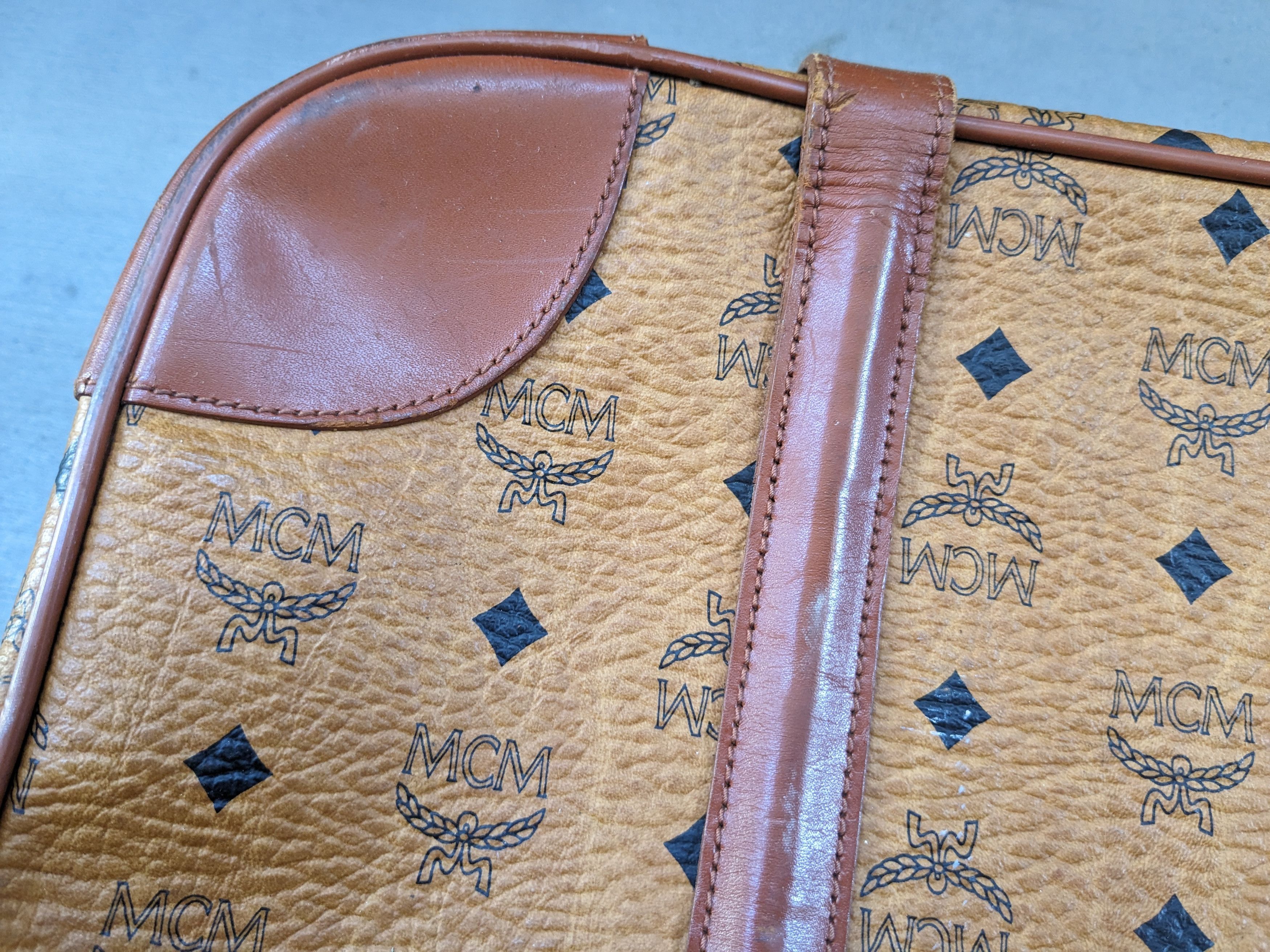 MCM MCM Travel Bag Brown Leather Monogram Cognac Vintage Size ONE SIZE - 3 Thumbnail