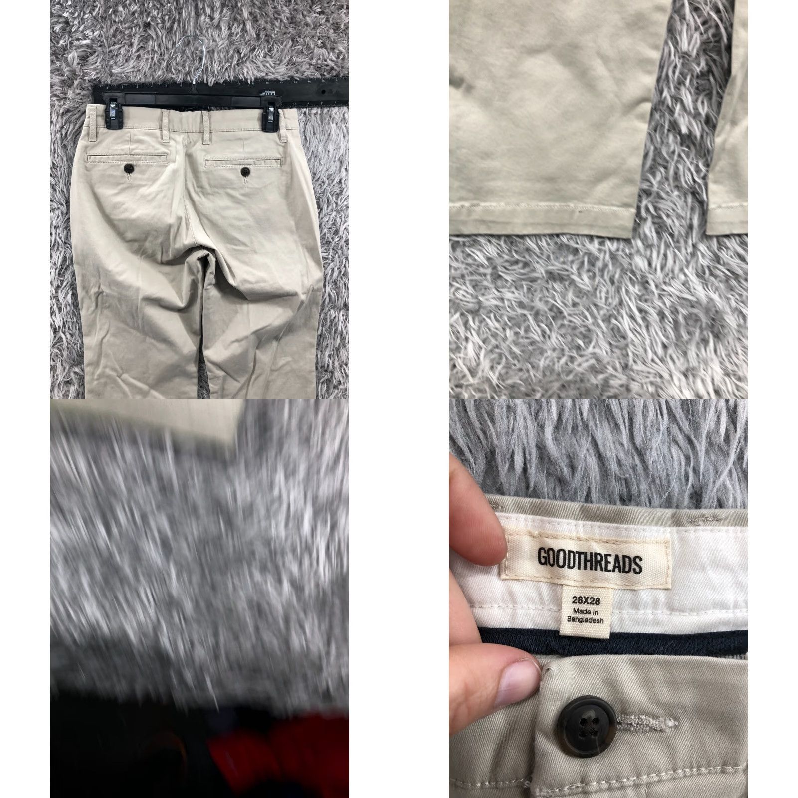 Vintage Goodthreads Pants Men 28x28 Straight Mid Rise Beige Denim 5-Pocket Slimming City Logo Regular Machine Washable Size US 28 / EU 44 - 8 Thumbnail