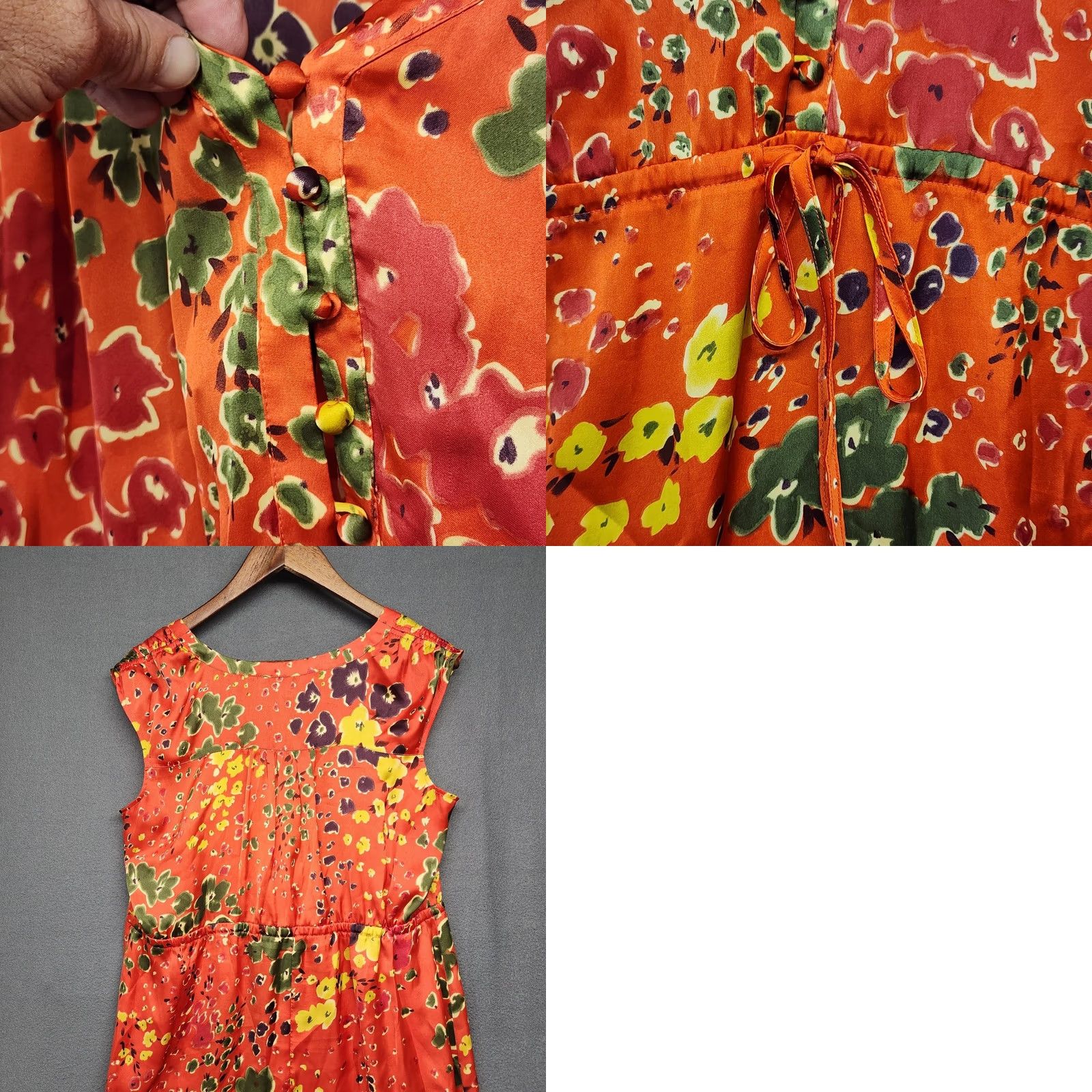 Vintage CAbi Top Womens Large Orange Floral Tie Waist Sleeveless Buttons Shirt Size L / US 10 / IT 46 - 8 Thumbnail