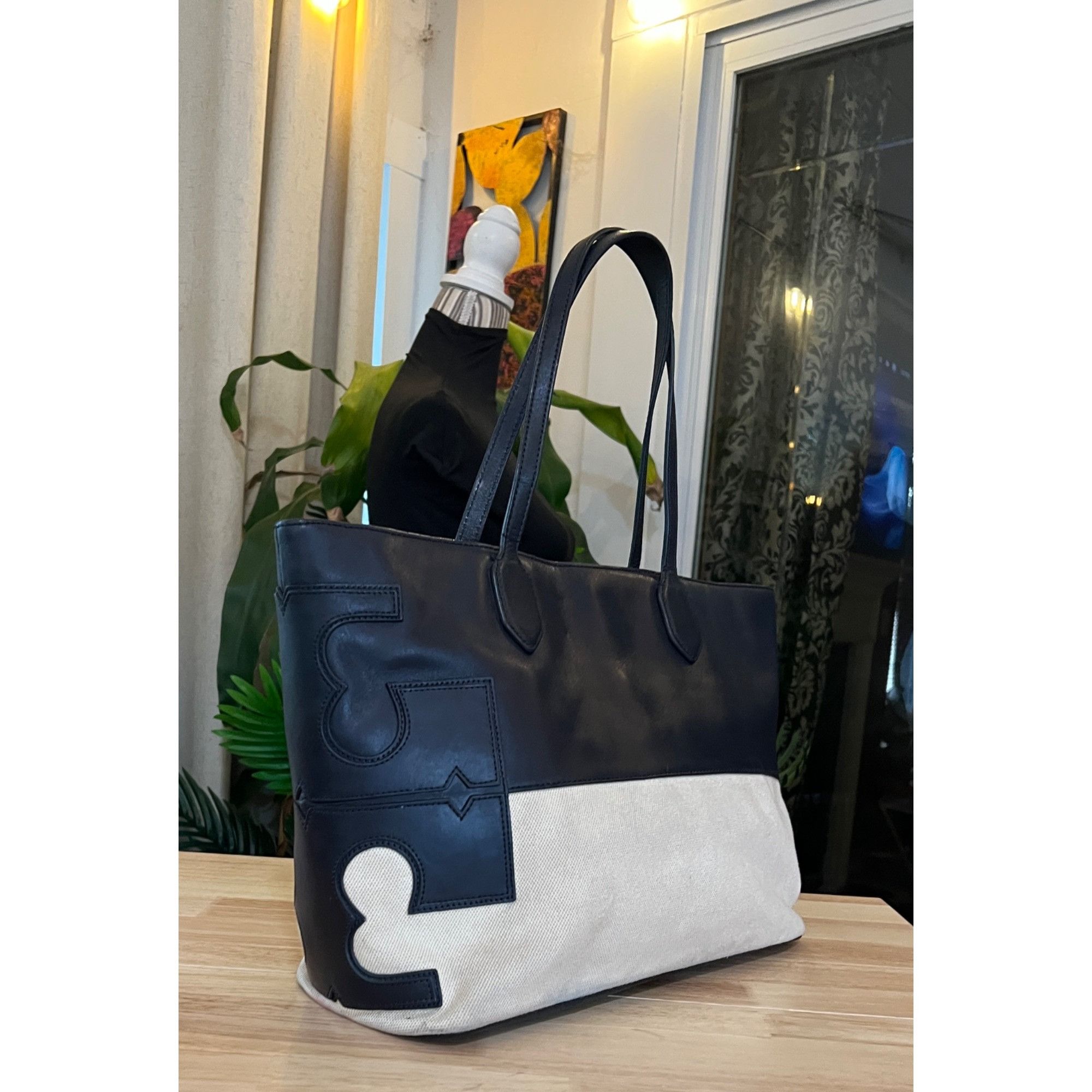 Tory Burch TORY BURCH Blue and Canvas East West Tote Size ONE SIZE - 6 Thumbnail