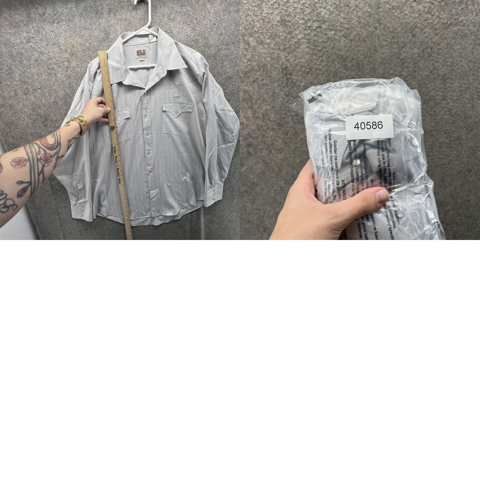 Vintage Ely Cattleman Shirt Mens XL Gray Stripe Long Sleeve Western Snap Front Cowboy Size US XL / EU 56 / 4 - 8 Thumbnail