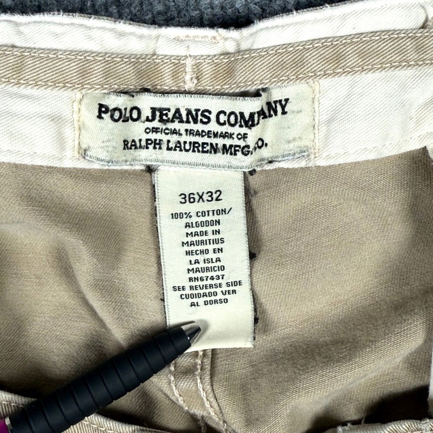 Vintage Vintage Polo Jeans Co. Ralph Lauren Khaki Pants Men 36x28.5 Beige Cotton Workwear Khakis Front Flat 5-Pocket Regular Size US M / EU 48-50 / 2 - 5 Thumbnail