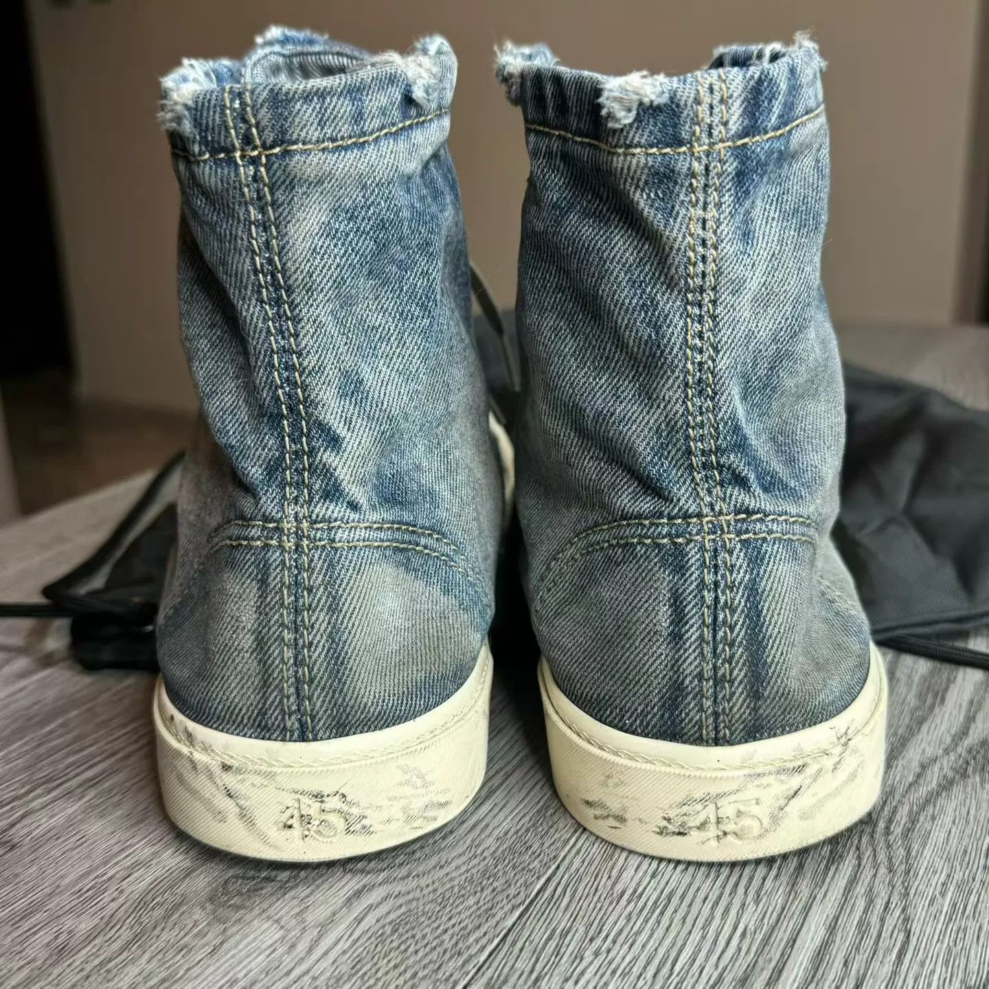 Balenciaga Balenciaga Paris Distressed Denim Sneakers 45 98N Size US 12 / EU 45 - 3 Thumbnail
