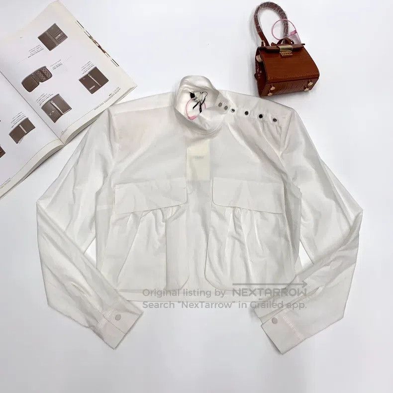 Fendi White Shirt, Pure Cotton Fabric, Double Side Big Poc