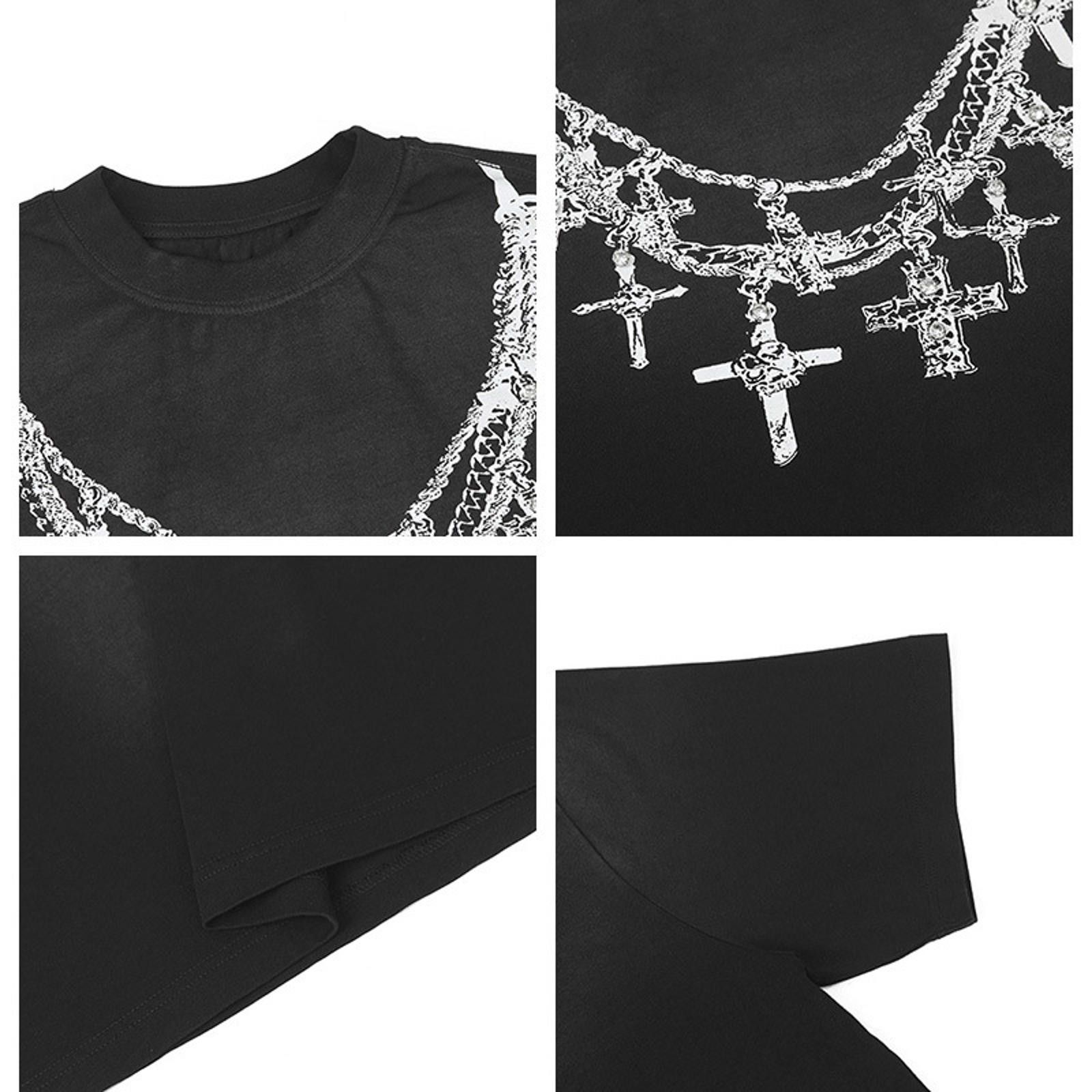 Vintage Black Graphic Tee with Cross Chain Design Size US M / EU 48-50 / 2 - 2 Thumbnail
