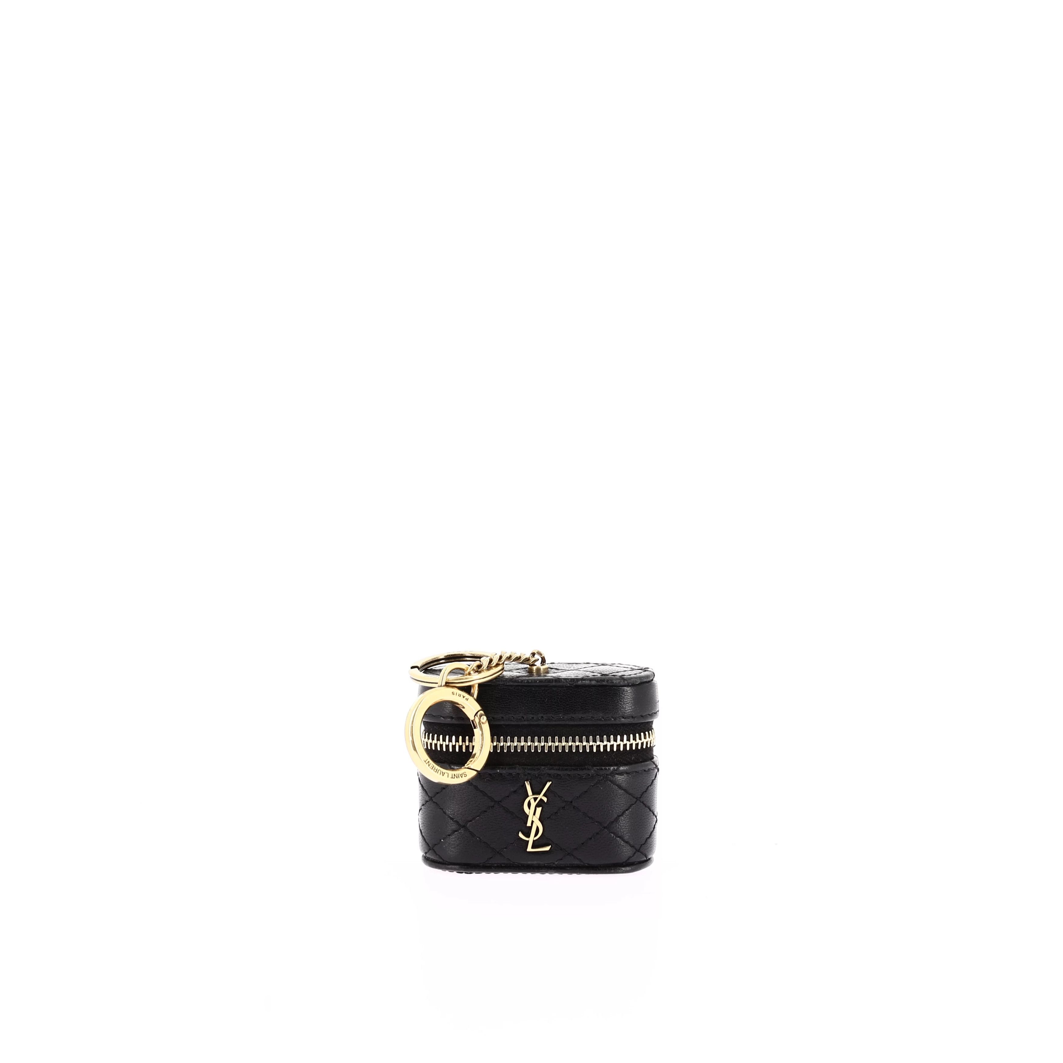 Saint Laurent Paris o1s1wg110924 Size: OS / Gaby Airpods Holder in Black & Gold Size ONE SIZE - 1 Thumbnail