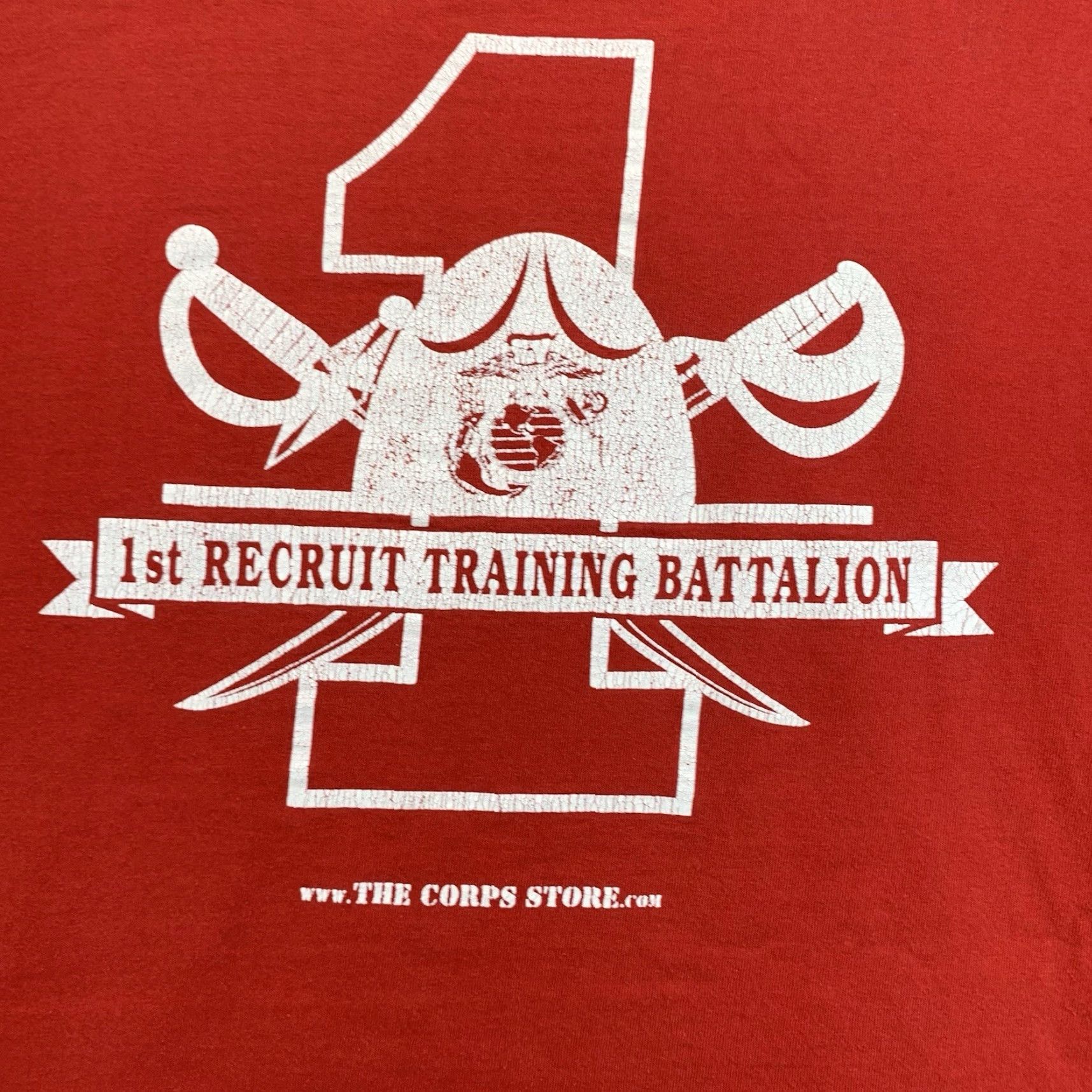 Gildan VINTAGE Gildan USMC T-Shirt Mens Size XL Cotton Red Graphic Marine US 1st Recruit Battalion Size US XL / EU 56 / 4 - 4 Thumbnail