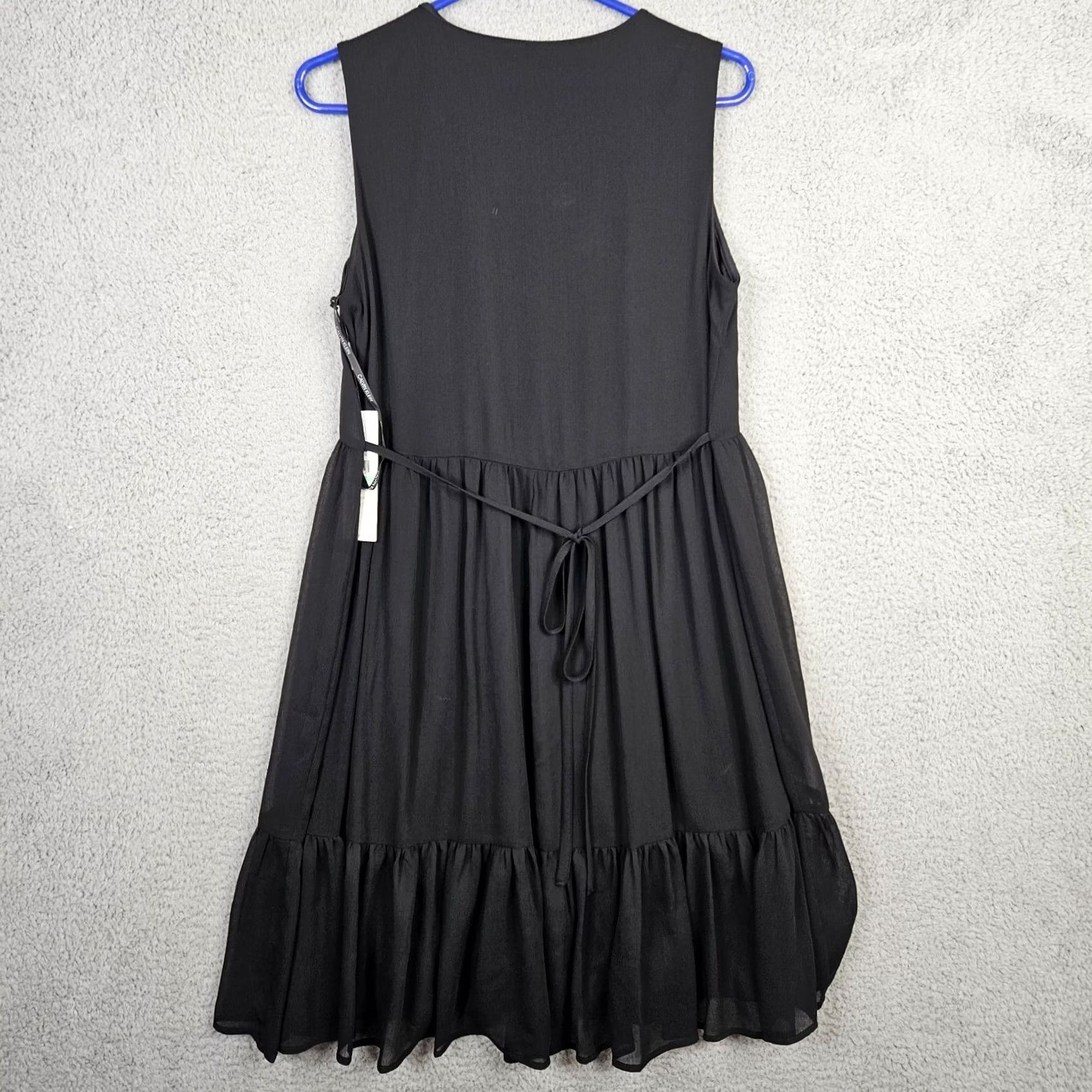 Calvin Klein Calvin Klein Dress Women's Black Tiered Knit A-Line Sleeveless V-Neck 8 NEW Size M / US 6-8 / IT 42-44 - 4 Thumbnail