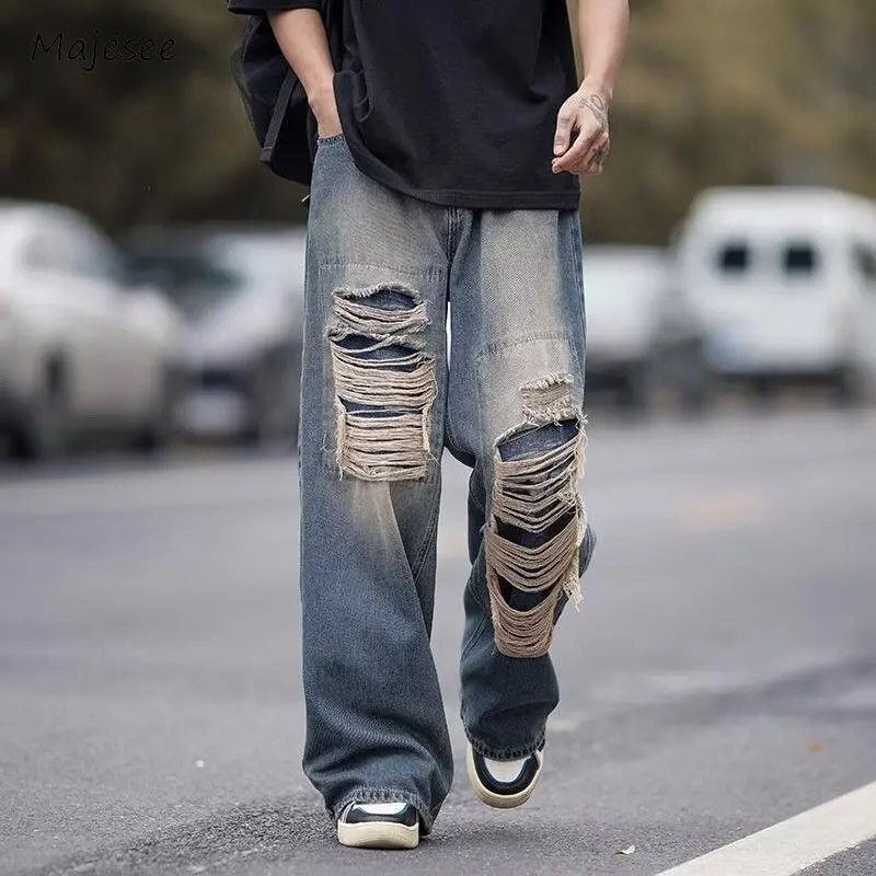 Japanese Brand Blue Color Distress Denim Pants Size US 31 - 2 Thumbnail