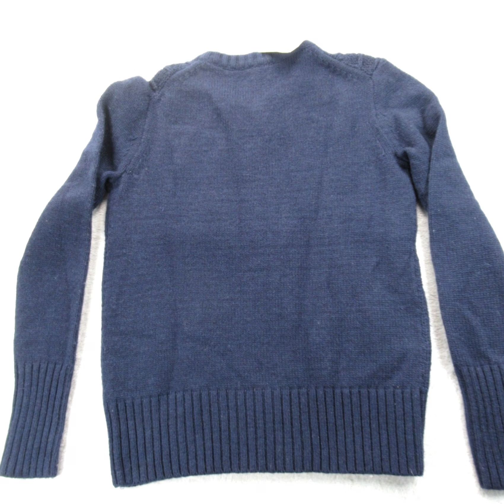 J.Crew J.CREW Pointelle Cable-Knit Wool Blend Sweater Womens XXS Navy Crew Neck Pullover Casual Size XXS / US 00 / IT 34 - 2 Thumbnail