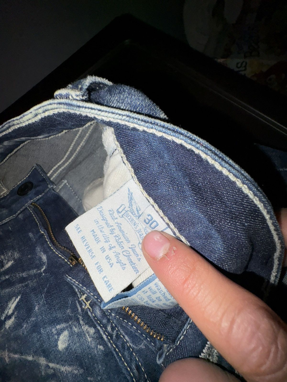 Robins Jeans RARE ACID WASHED BLUE ROBINS JEAN WITH BLACK CRYSTALS Size US 30 / EU 46 - 8 Thumbnail