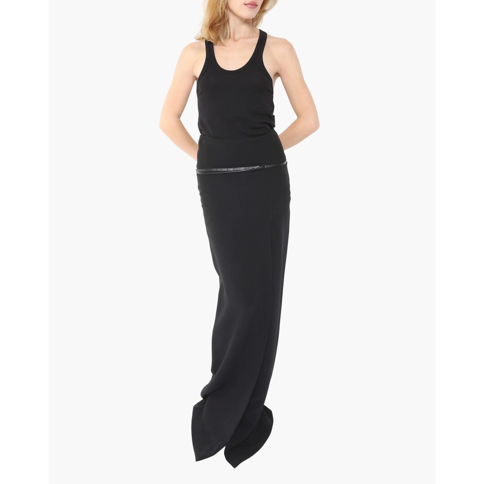 Haider Ackermann FW16 Maxi Dress with Slit in Black Viscose Size XS / US 0-2 / IT 36-38 - 1 Thumbnail