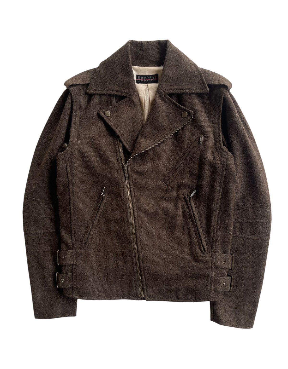 Morgan Homme Detachable Double Collar Wool Biker Jacket Size US M / EU 48-50 / 2 - 1 Thumbnail