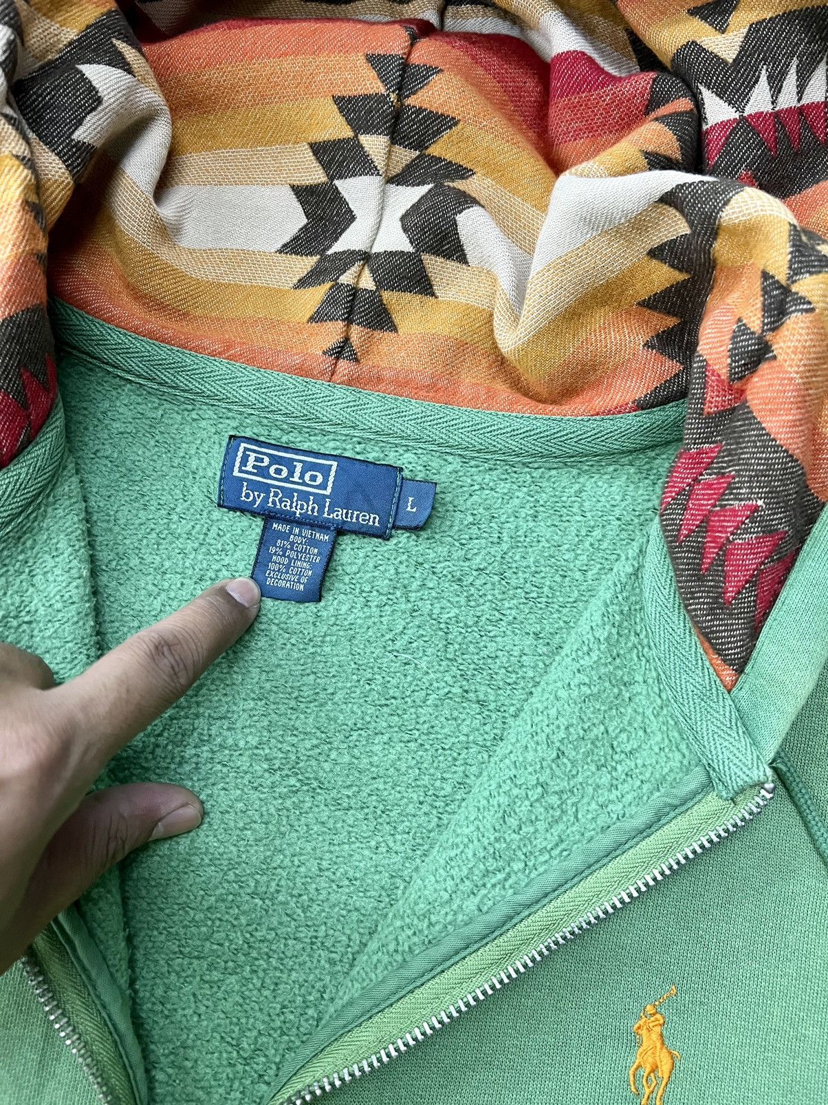 Polo Ralph Lauren × Ralph Lauren × Vintage Vintage Polo Ralph Lauren Talon Zipper Navajo Hoodie Size US L / EU 52-54 / 3 - 9 Thumbnail