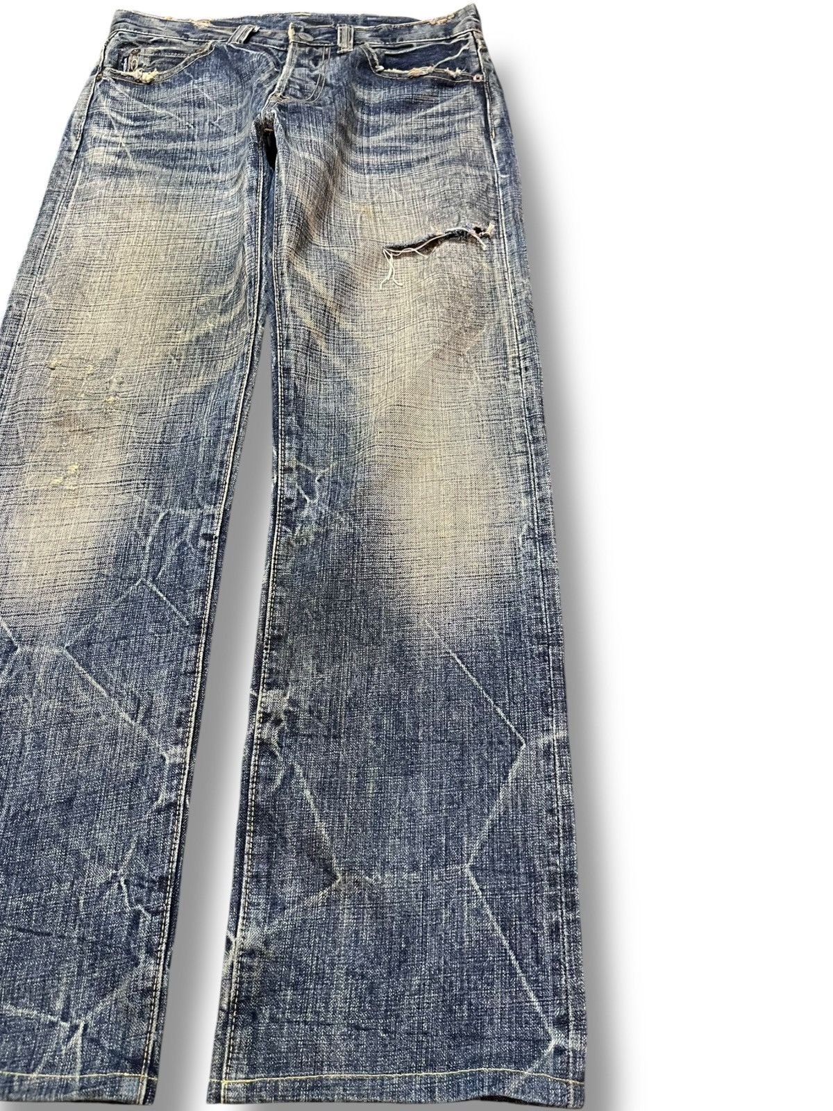 POST ARCHIVE FACTION (PAF) Vintage Eternal Mudwash Honeycomb Distressed Denim Size US 30 / EU 46 - 5 Thumbnail