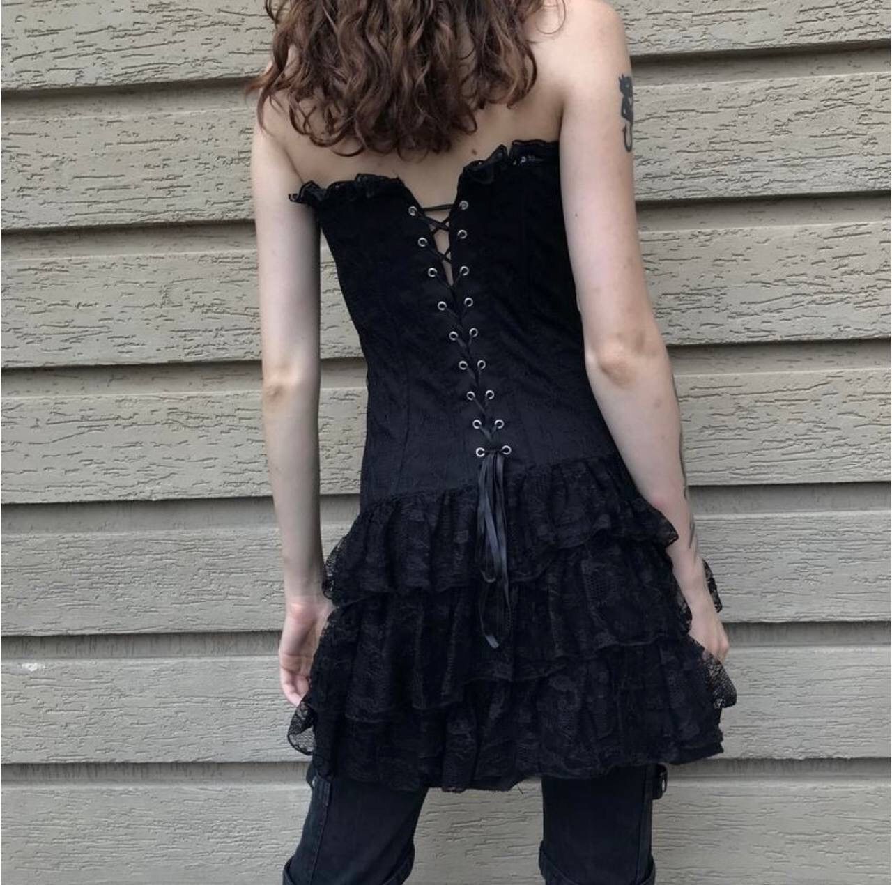 Opium Y2K Vintage Gothic Pleated Corset Dress